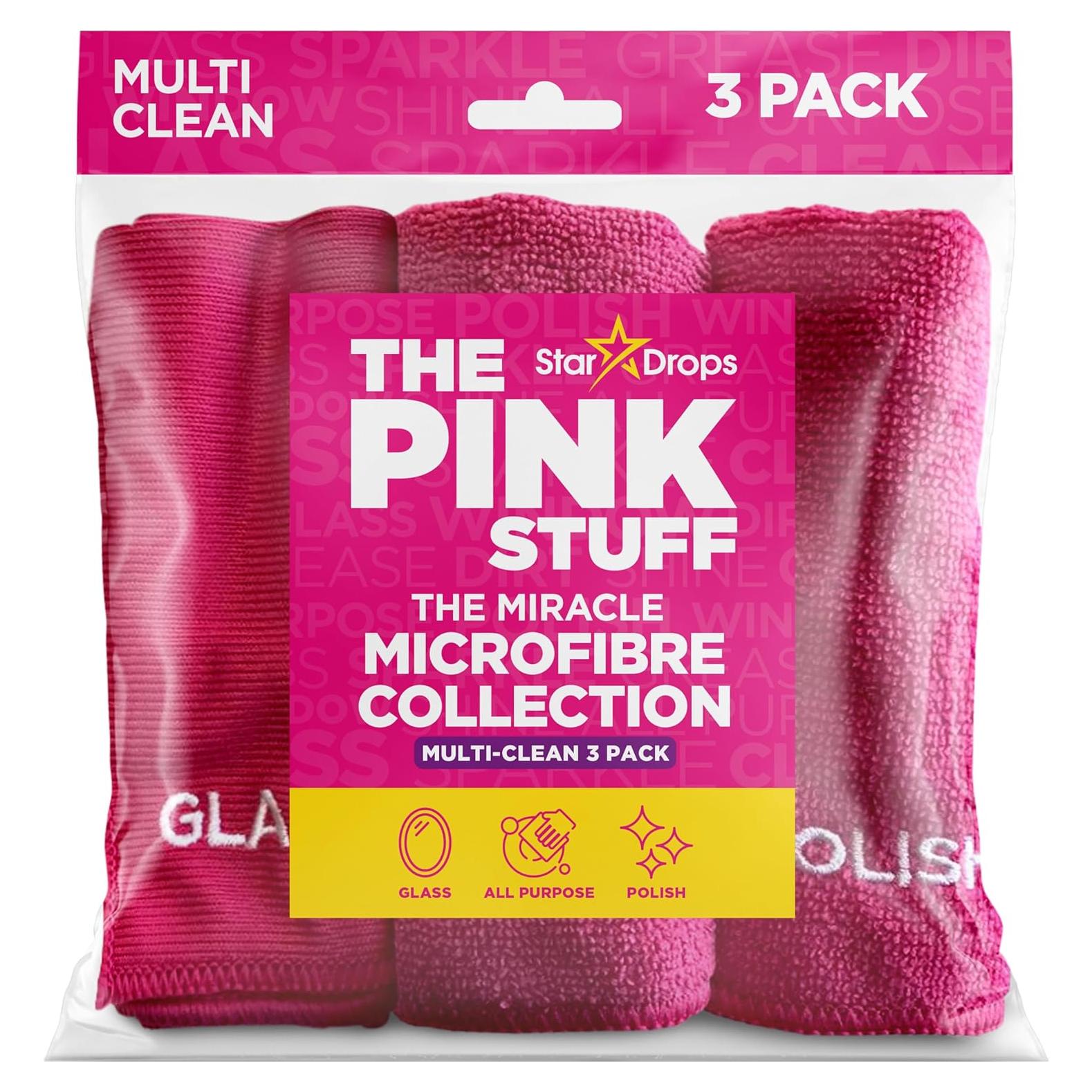 Paquete de 3 Paños de Microfibra Stardrops Rosa - Limpieza Ecológica