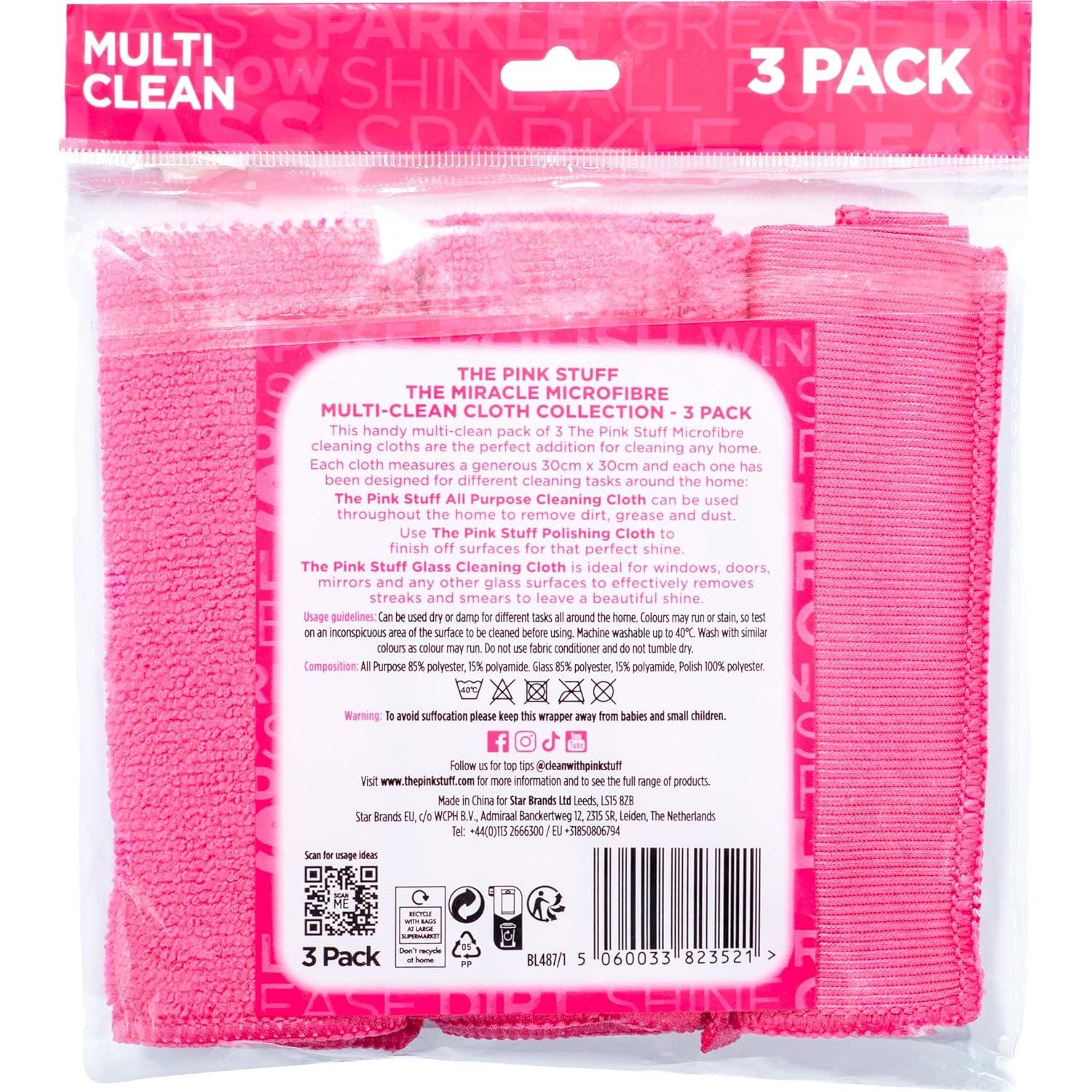 Paquete de 3 Paños de Microfibra Stardrops Rosa - Limpieza Ecológica