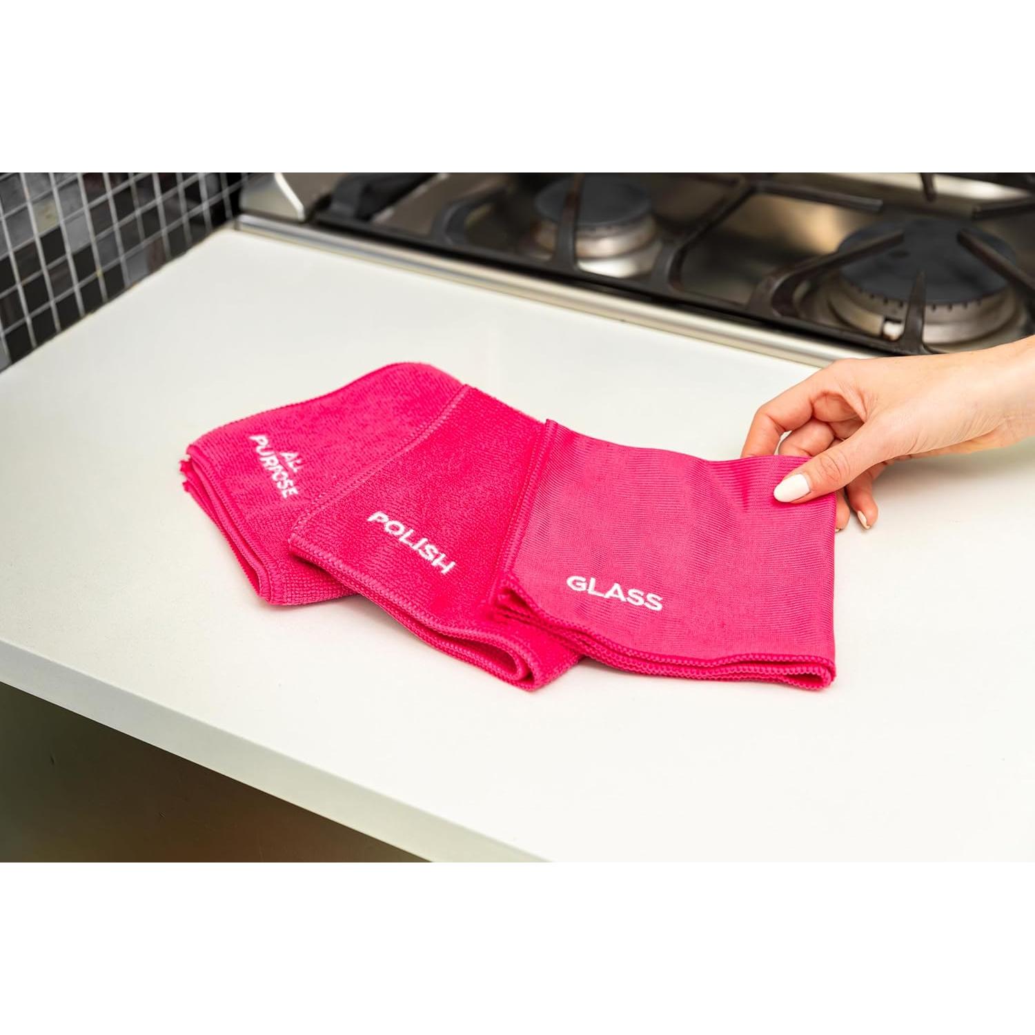 Paquete de 3 Paños de Microfibra Stardrops Rosa - Limpieza Ecológica