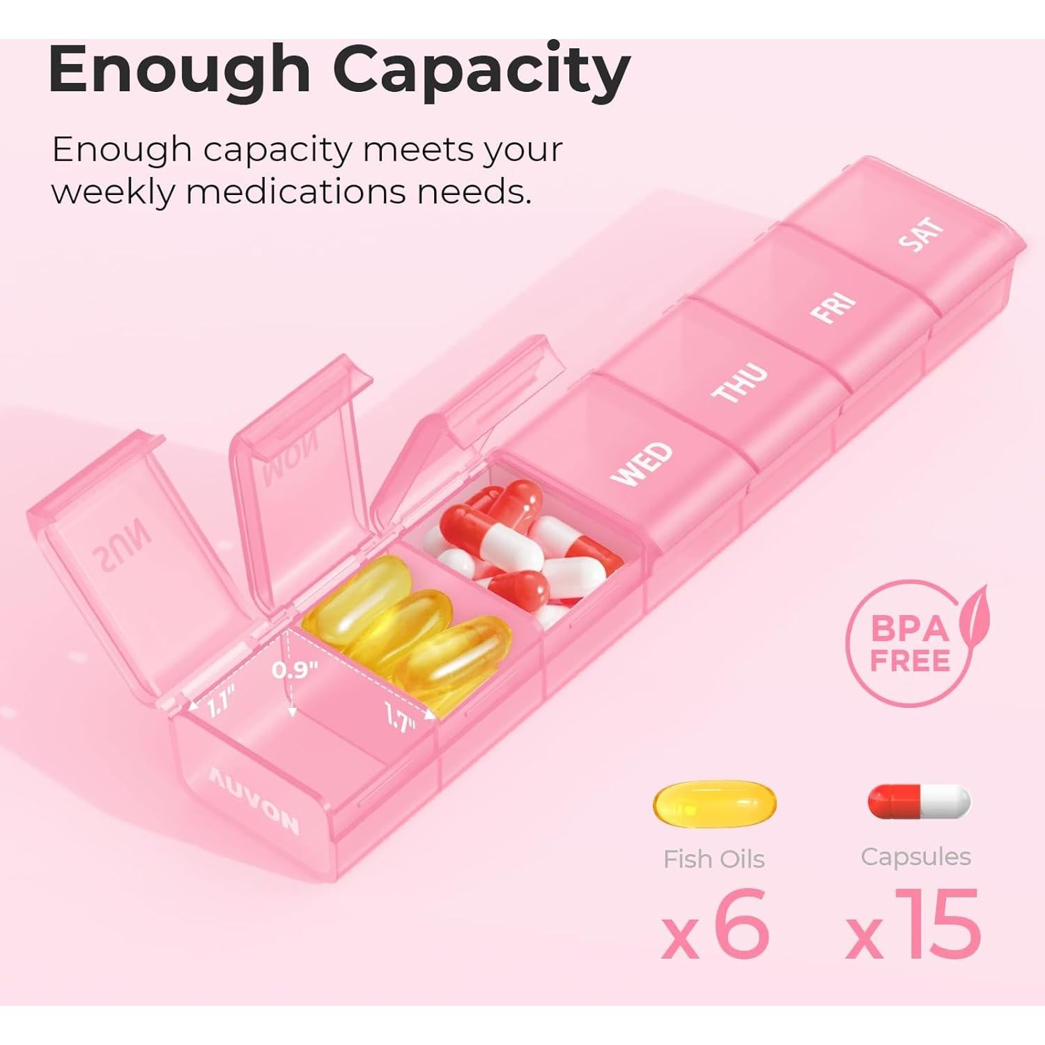 Organizador Semanal de Pastillas AUVON Rosa 7 Días BPA