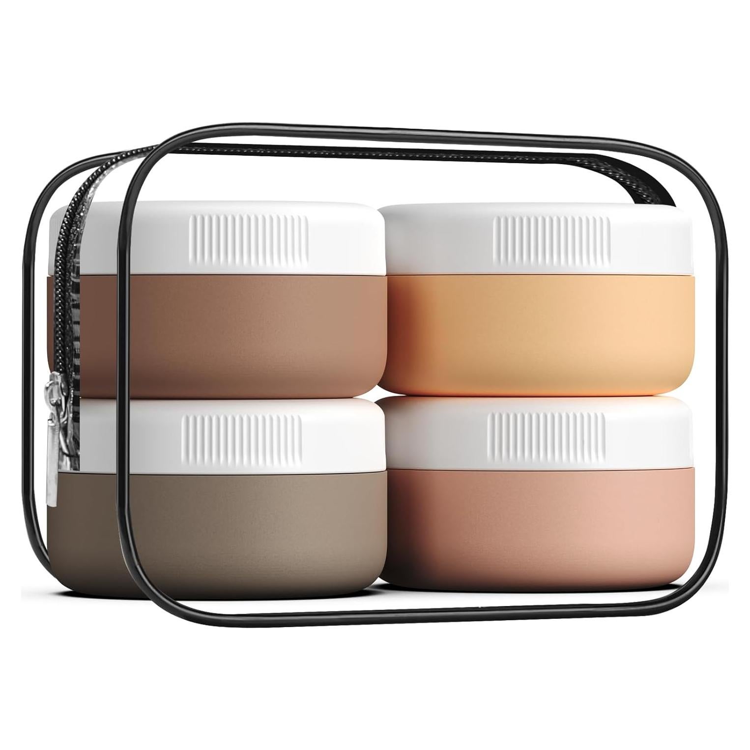 Contenedores de Viaje KUANGRE 4 Tarros Silicona 40ml A Prueba de Fugas