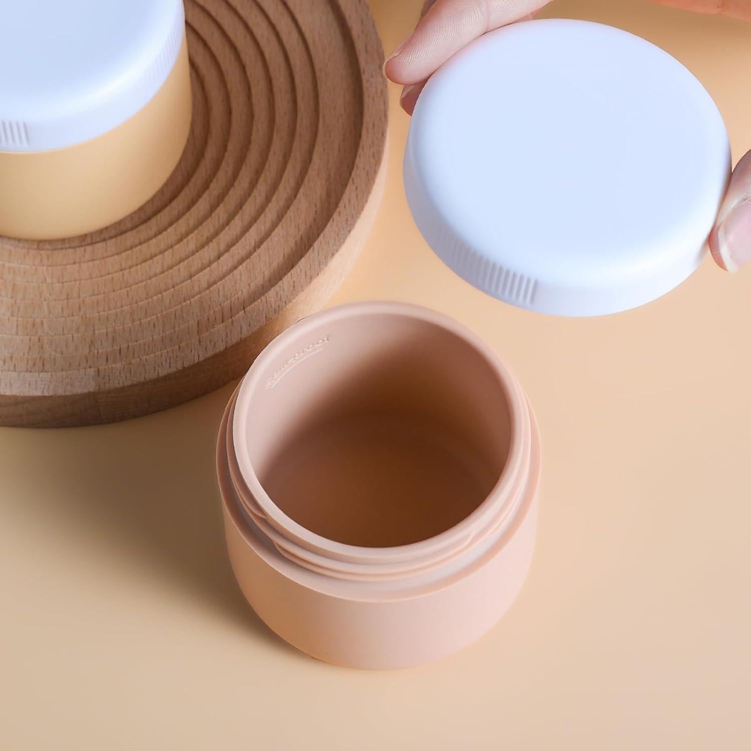 Contenedores de Viaje KUANGRE 4 Tarros Silicona 40ml A Prueba de Fugas