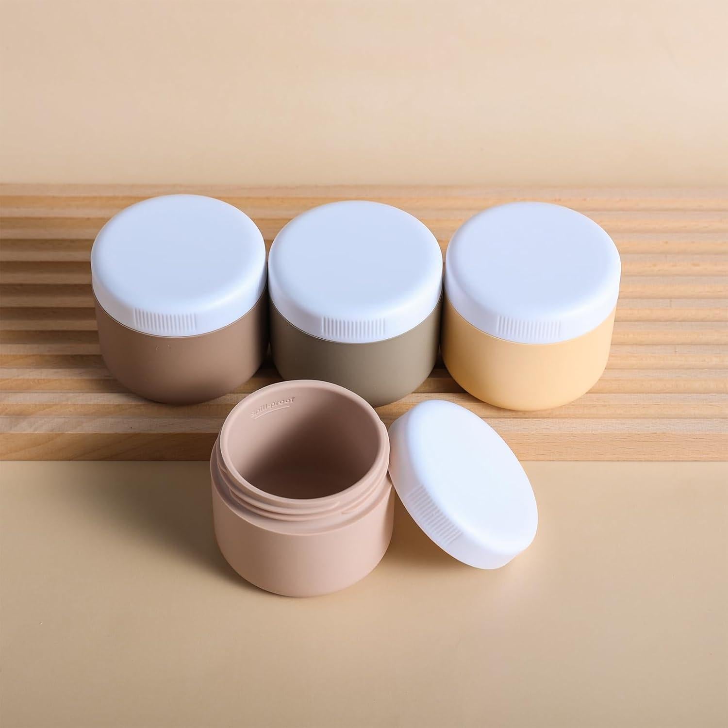 Contenedores de Viaje KUANGRE 4 Tarros Silicona 40ml A Prueba de Fugas
