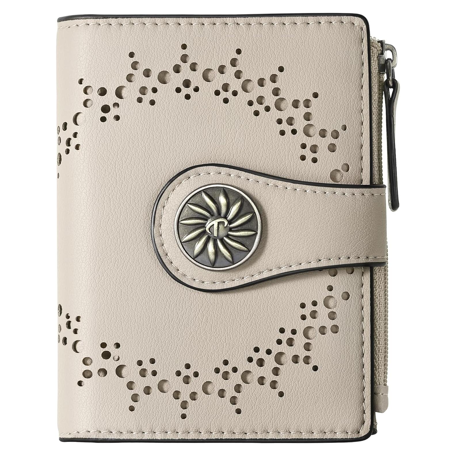 Billetera Bifold para Mujeres Tipmile con Bloqueo RFID Beige