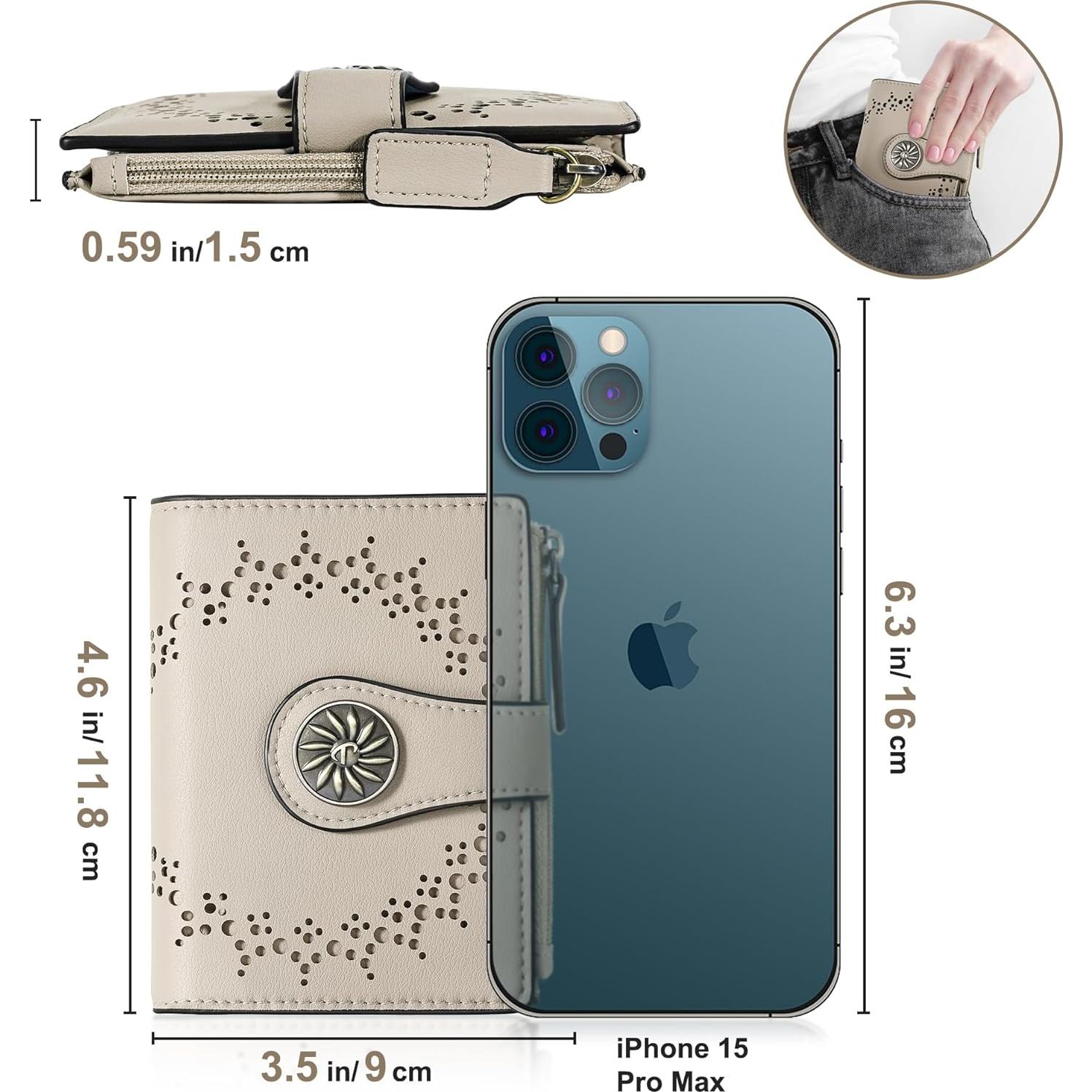 Billetera Bifold para Mujeres Tipmile con Bloqueo RFID Beige