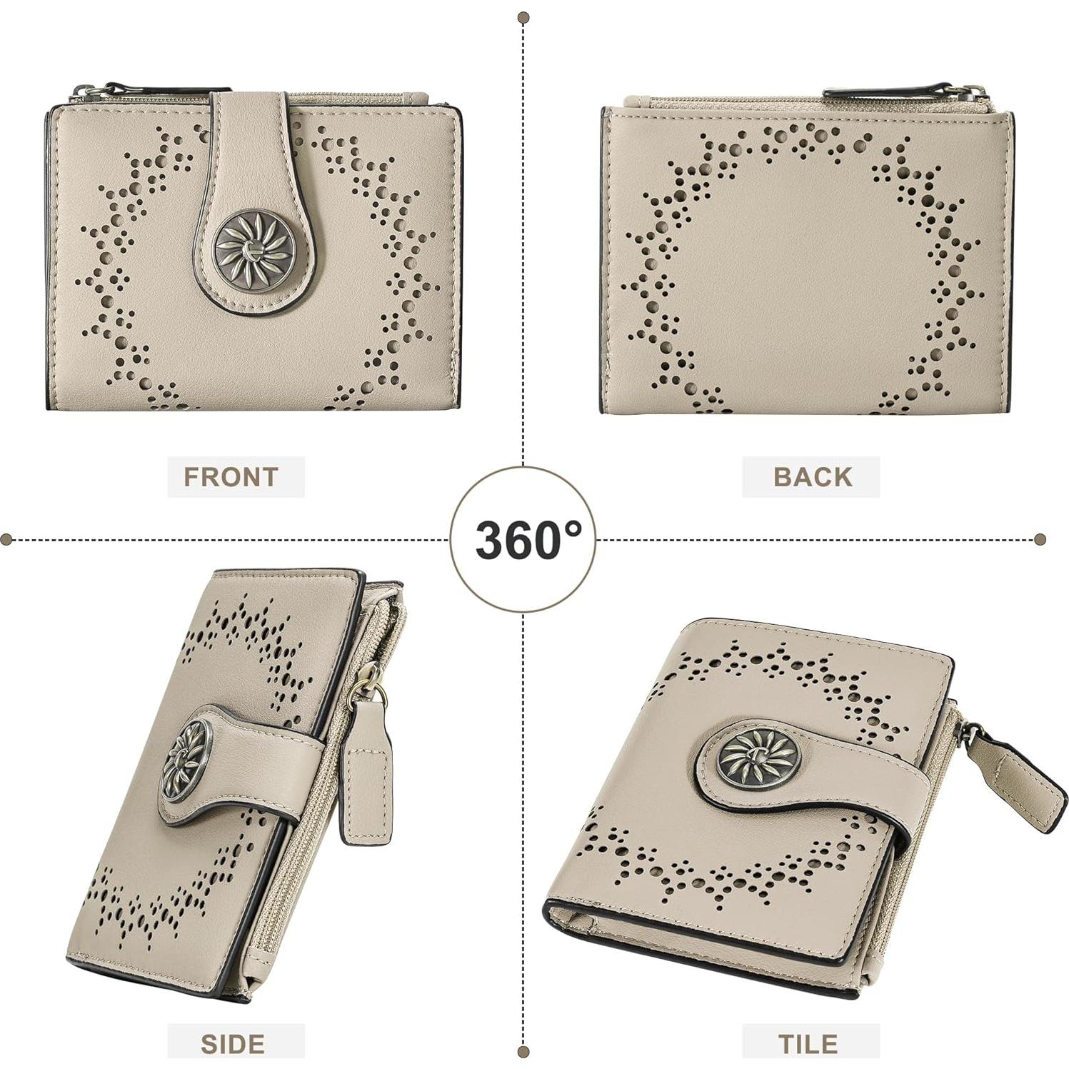 Billetera Bifold para Mujeres Tipmile con Bloqueo RFID Beige