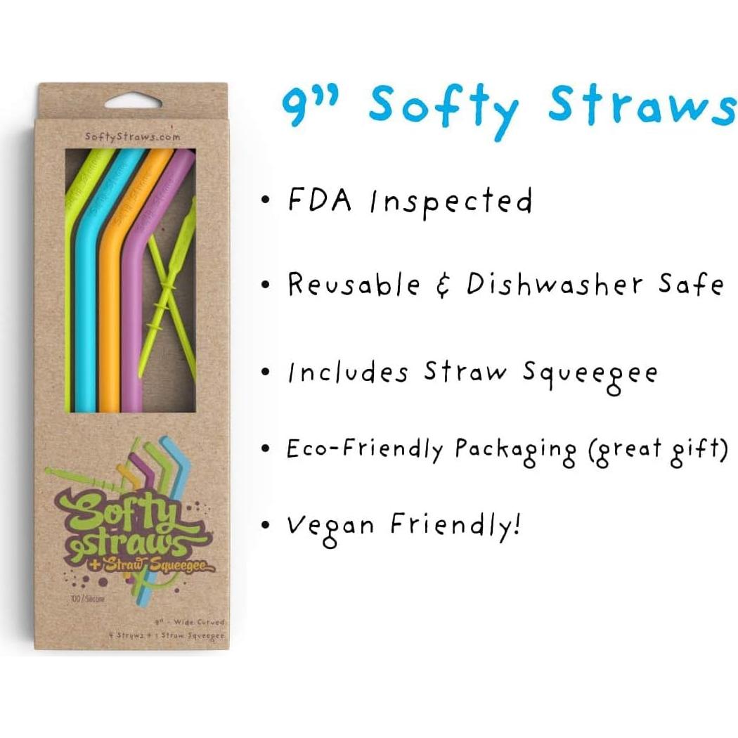 Popotes de Silicona Reutilizables Popotes Softy 23 cm Anchos