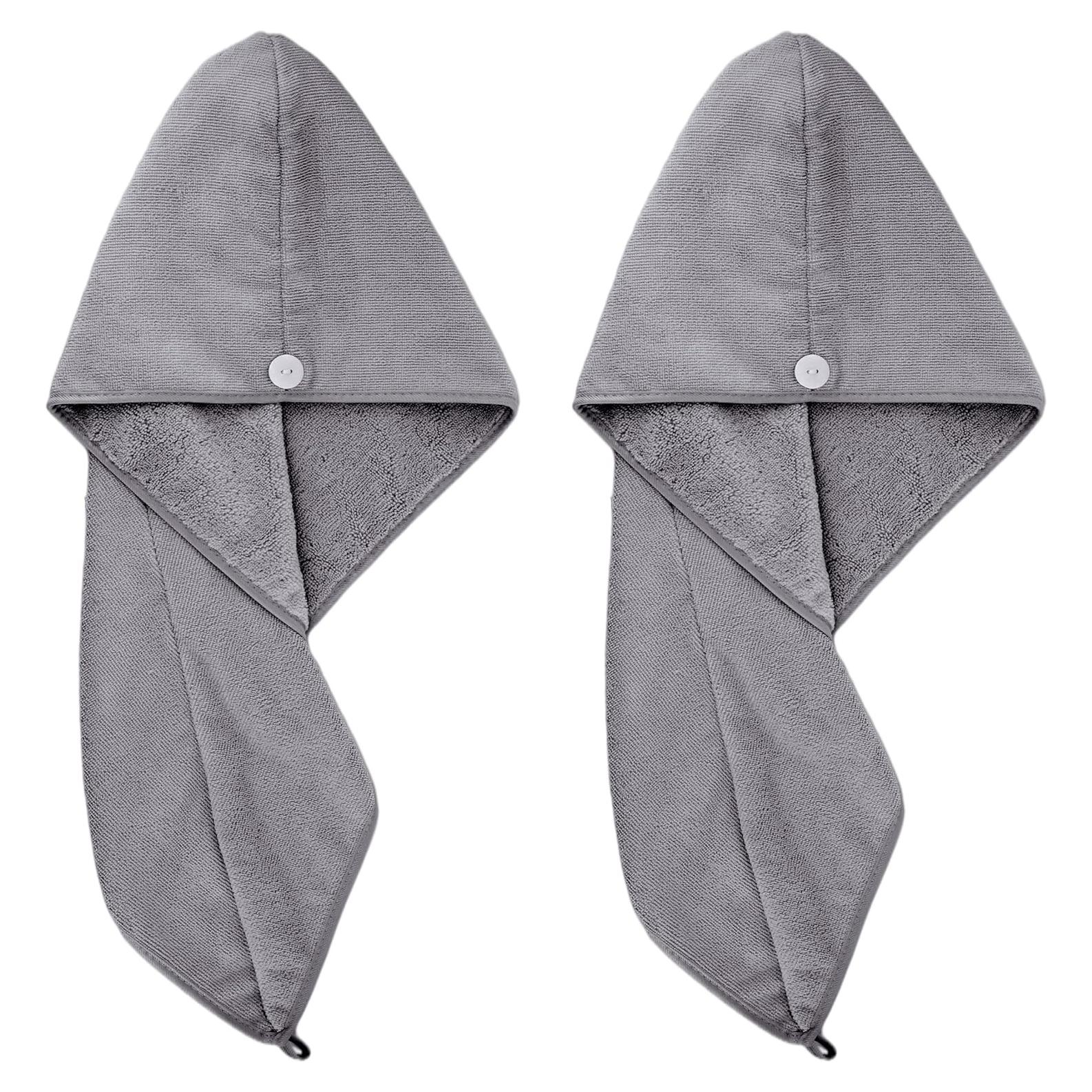 Toalla de Secado para Cabello Microfibra POLYTE 30.5x71 cm 2 Pzas Gris