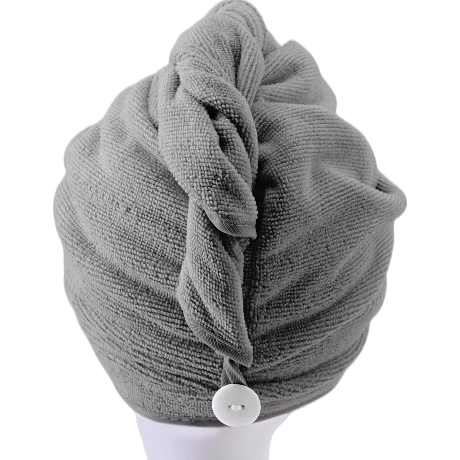 Toalla de Secado para Cabello Microfibra POLYTE 30.5x71 cm 2 Pzas Gris