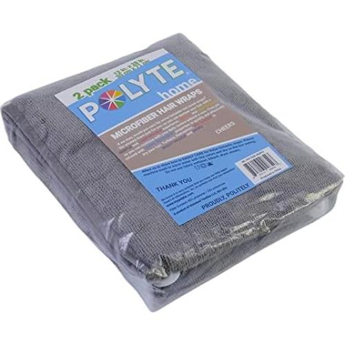 Toalla de Secado para Cabello Microfibra POLYTE 30.5x71 cm 2 Pzas Gris