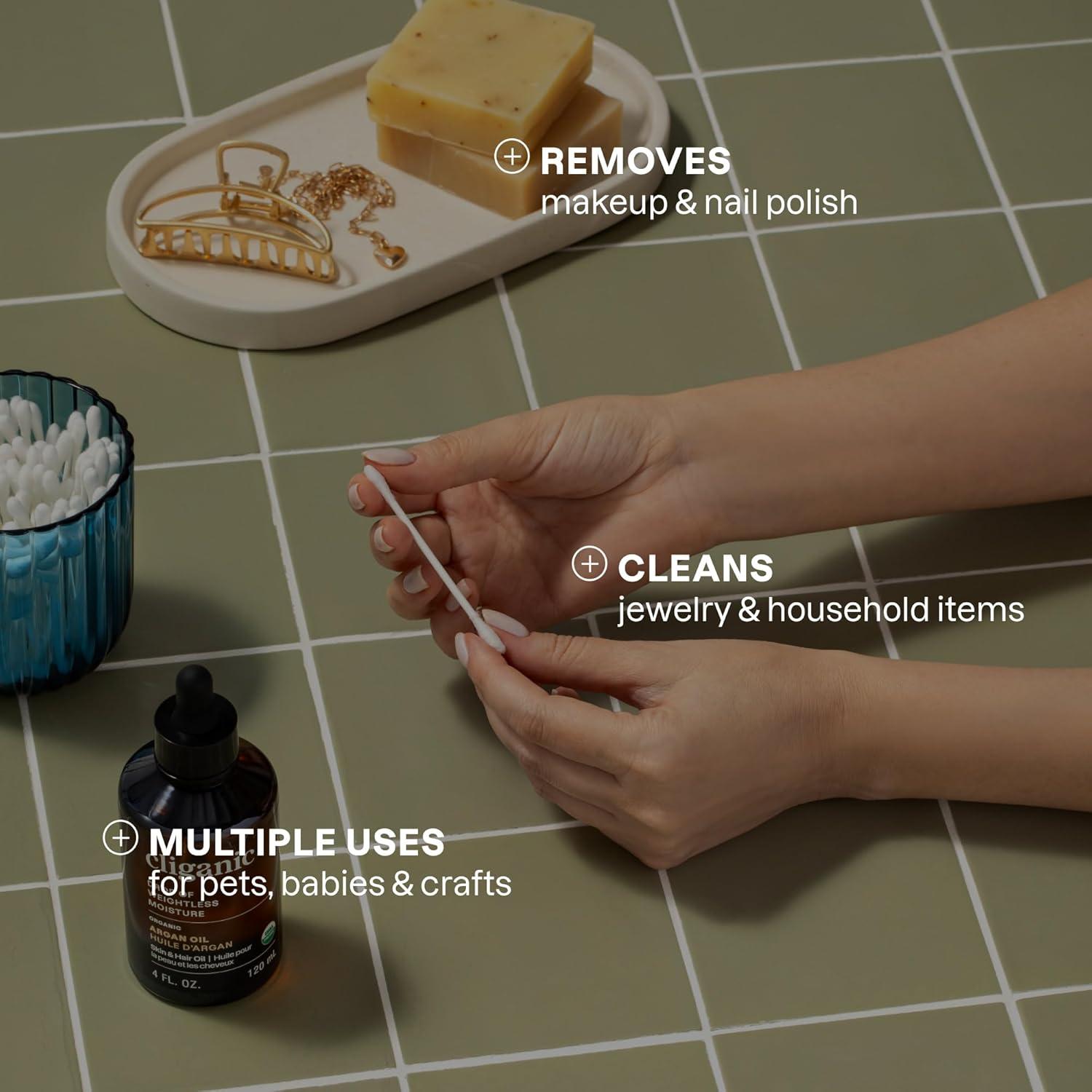 Hisopos de Algodón Orgánico Cliganic 500 Unidades Hipoalergénicos