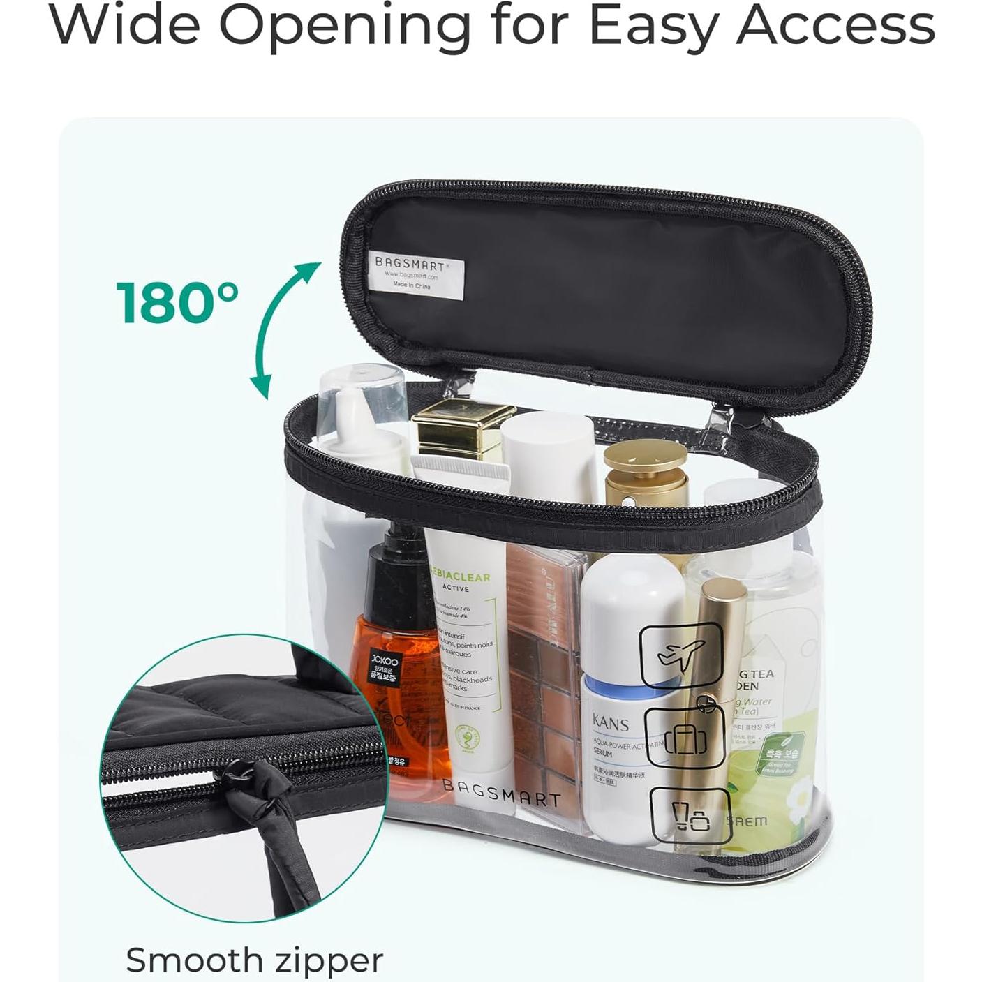 Bolsa de Aseo Transparente Bagsmart Aprobada por TSA 20.3x7.6x16cm