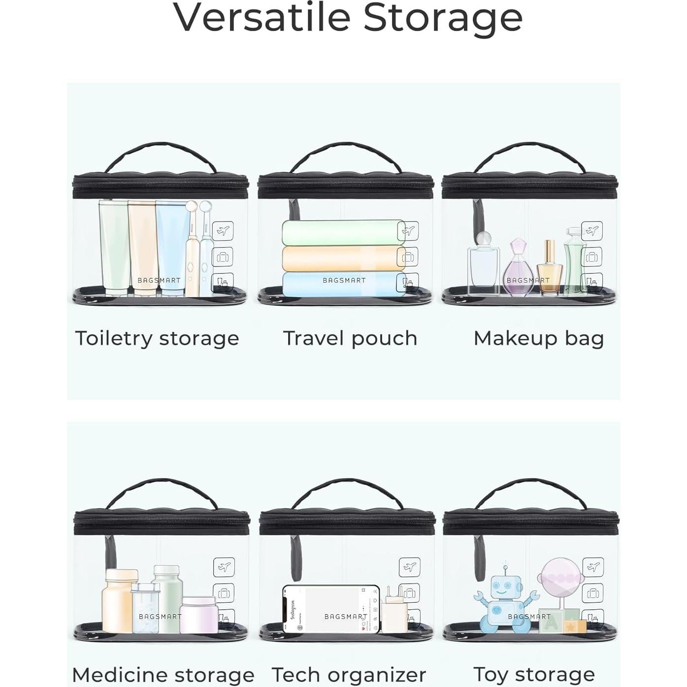 Bolsa de Aseo Transparente Bagsmart Aprobada por TSA 20.3x7.6x16cm