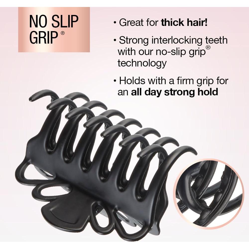 Scunci by Conair claw clips for thick hair - hair accessories for women- claw clip - for all hair types - trendy hair accessories -Black- 1 Count