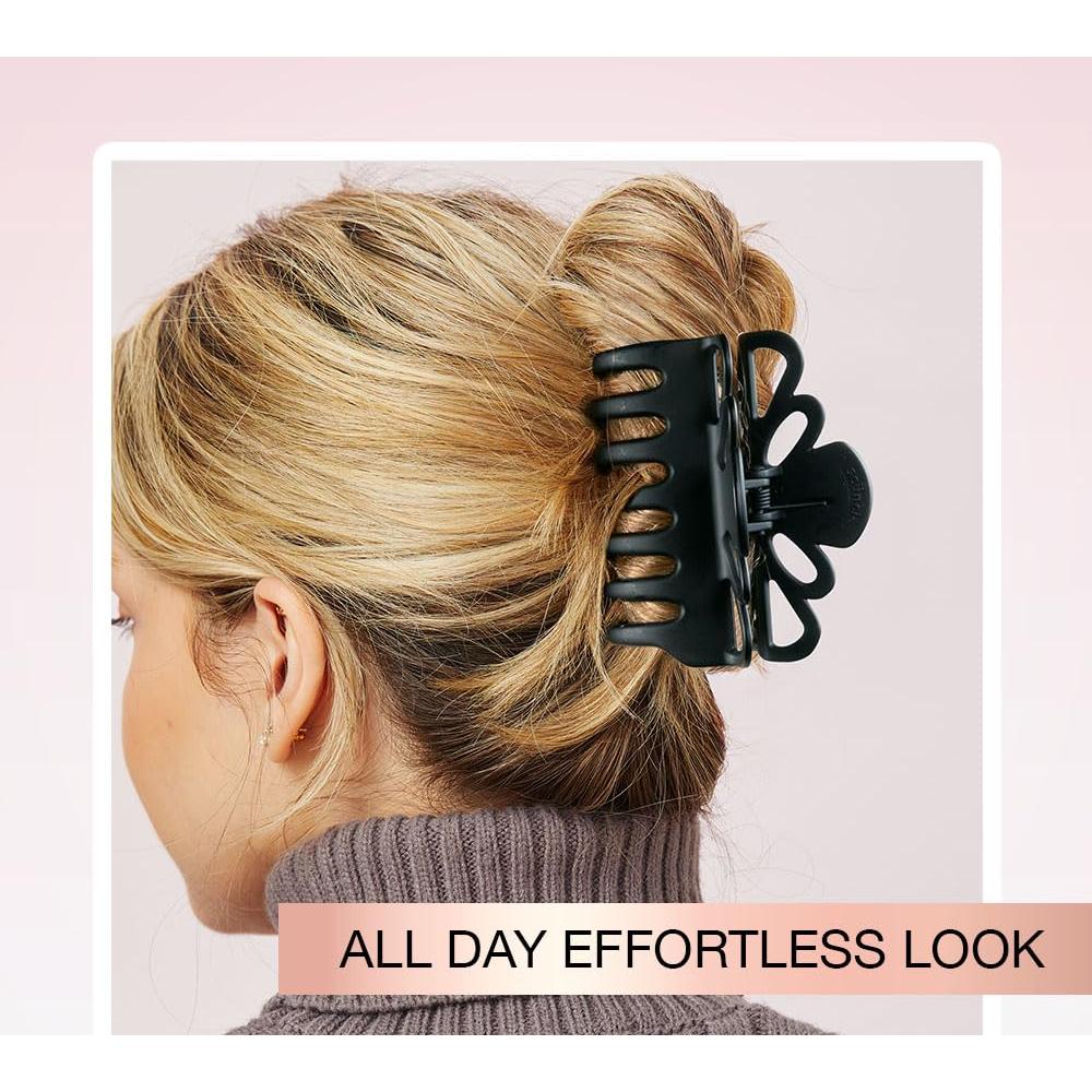 Scunci by Conair claw clips for thick hair - hair accessories for women- claw clip - for all hair types - trendy hair accessories -Black- 1 Count
