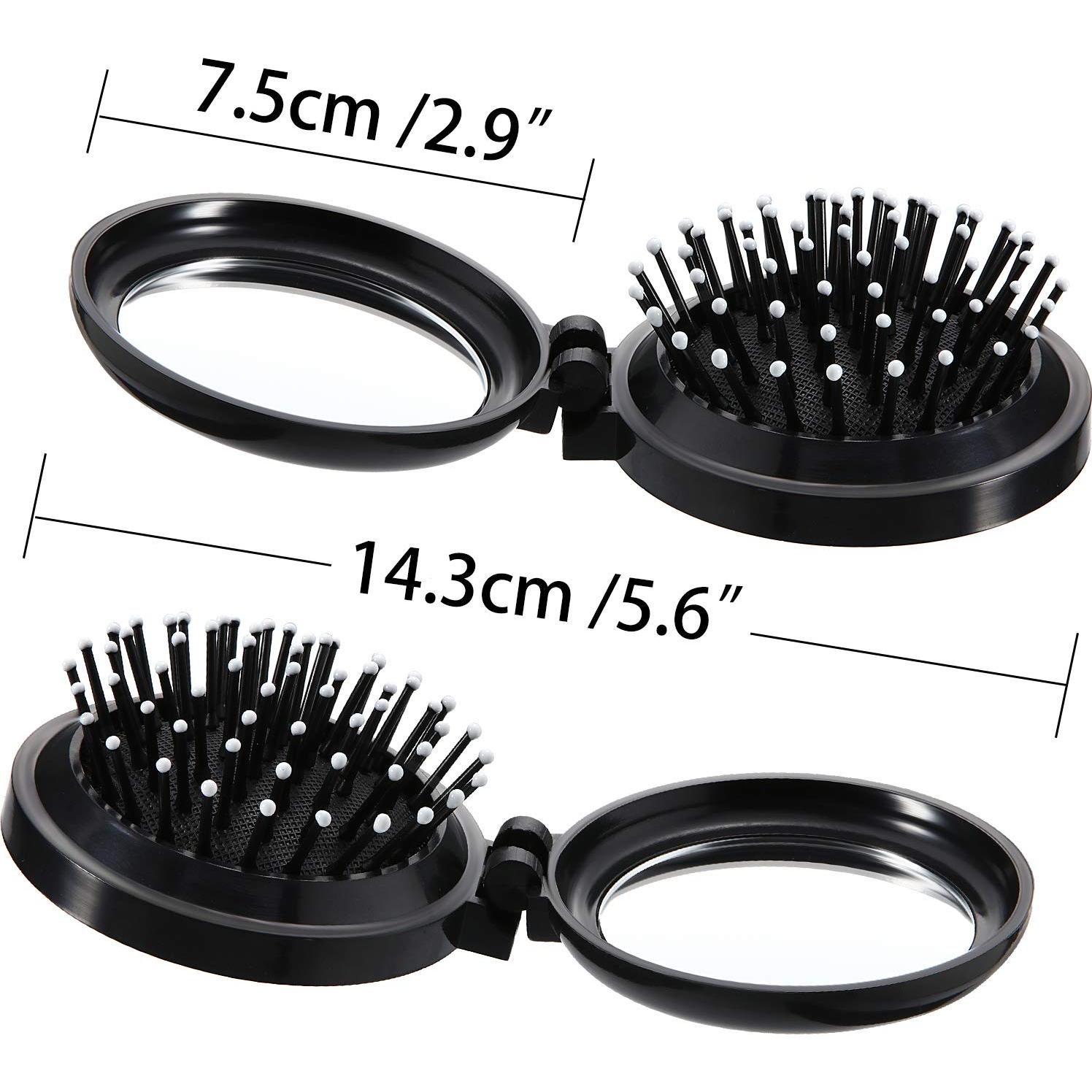 Set de 2 Cepillos de Cabello Plegables Boao con Espejo Negro