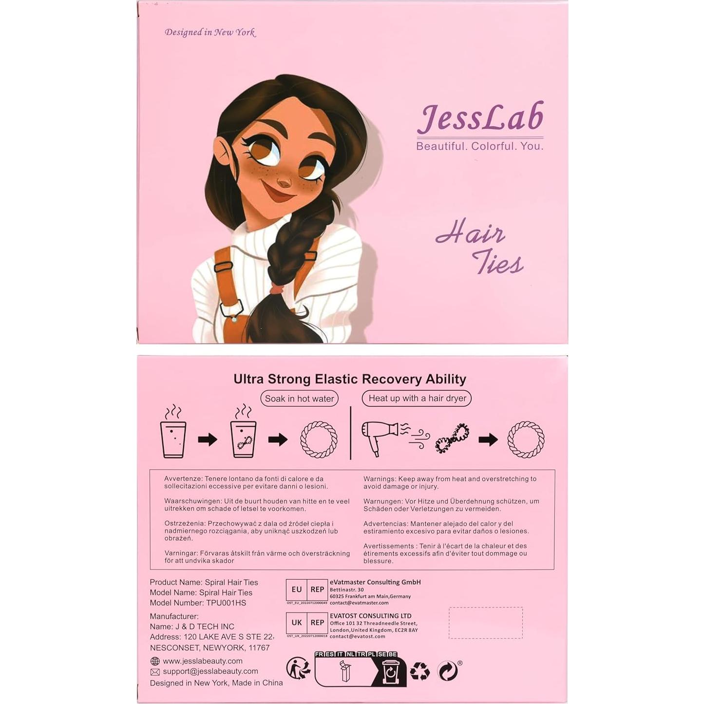 Tiras de Cabello en Espiral JessLab 20 Pcs Ámbar Sin Daño