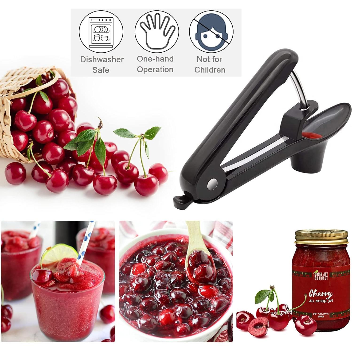 Removedor de Huesos de Cereza EddHomes Negro, 20 cm, Acero Inoxidable