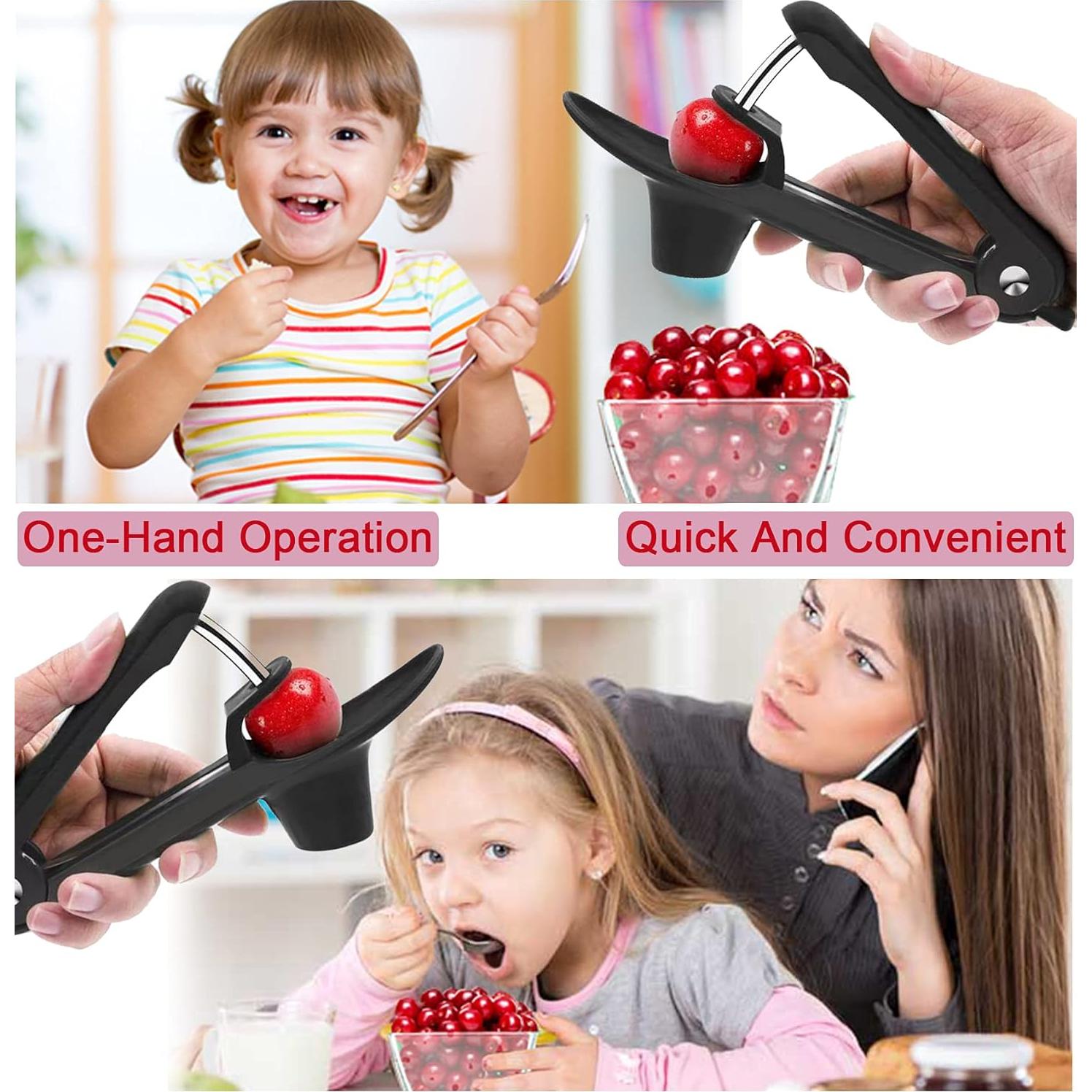 Removedor de Huesos de Cereza EddHomes Negro, 20 cm, Acero Inoxidable