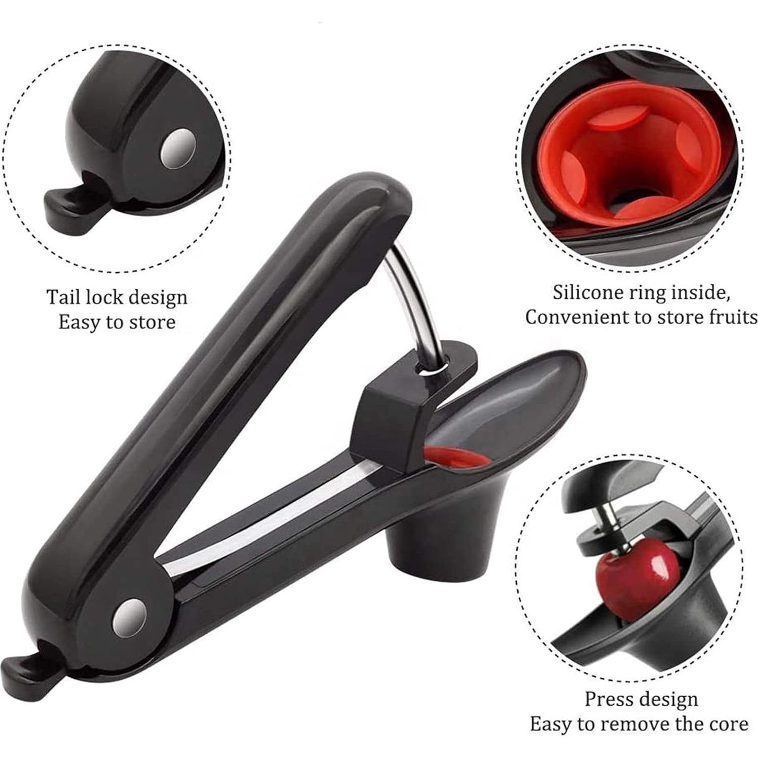 Removedor de Huesos de Cereza EddHomes Negro, 20 cm, Acero Inoxidable