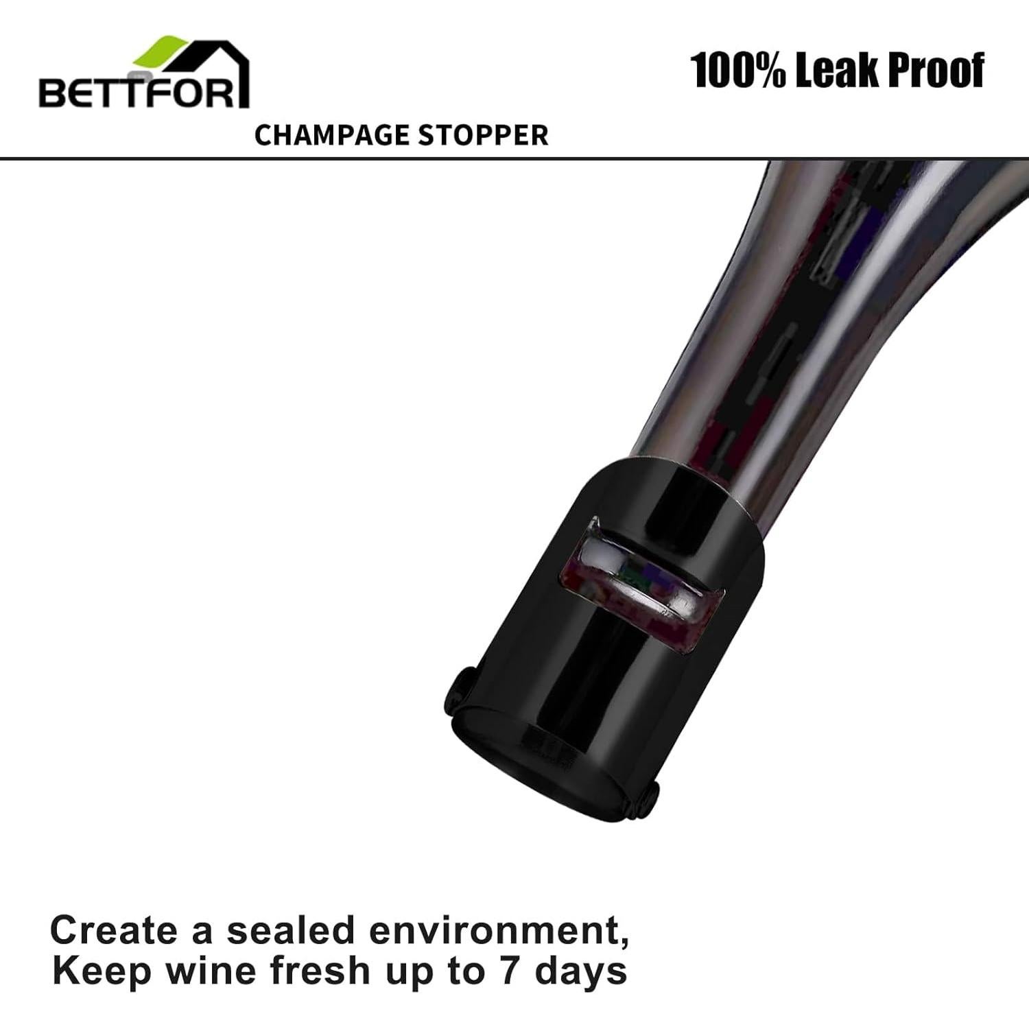 Tapones para Champagne Acero Inoxidable y Silicona 1 Paquete Negro