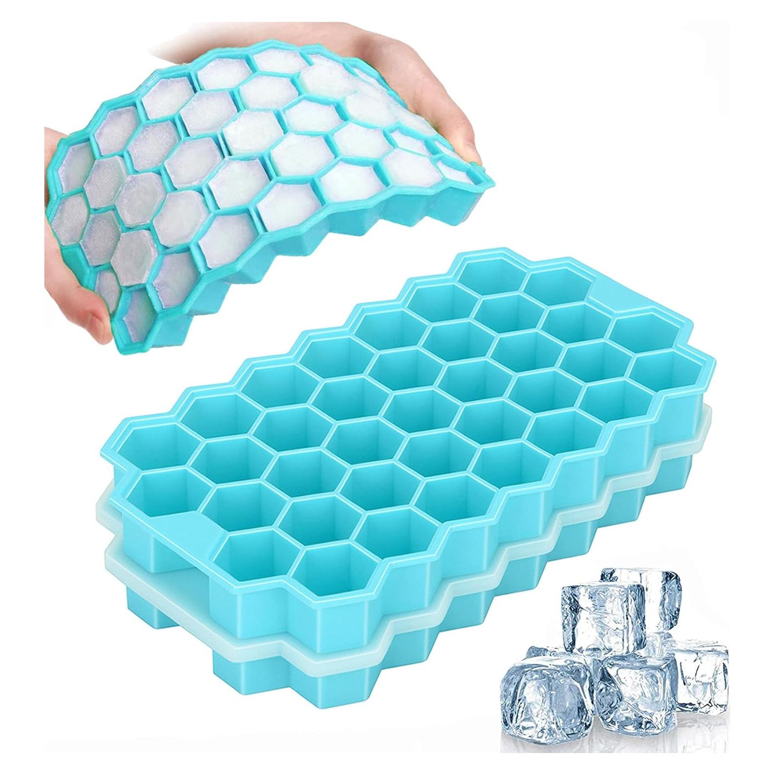 Bandejas de Hielo Azyh con Tapa - 2 Piezas Silicona 37 Rejillas