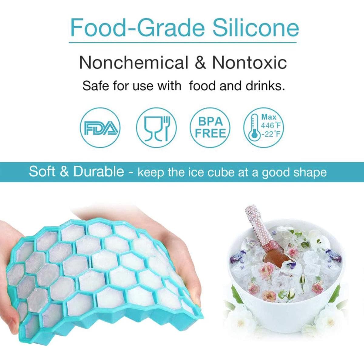 Bandejas de Hielo Azyh con Tapa - 2 Piezas Silicona 37 Rejillas