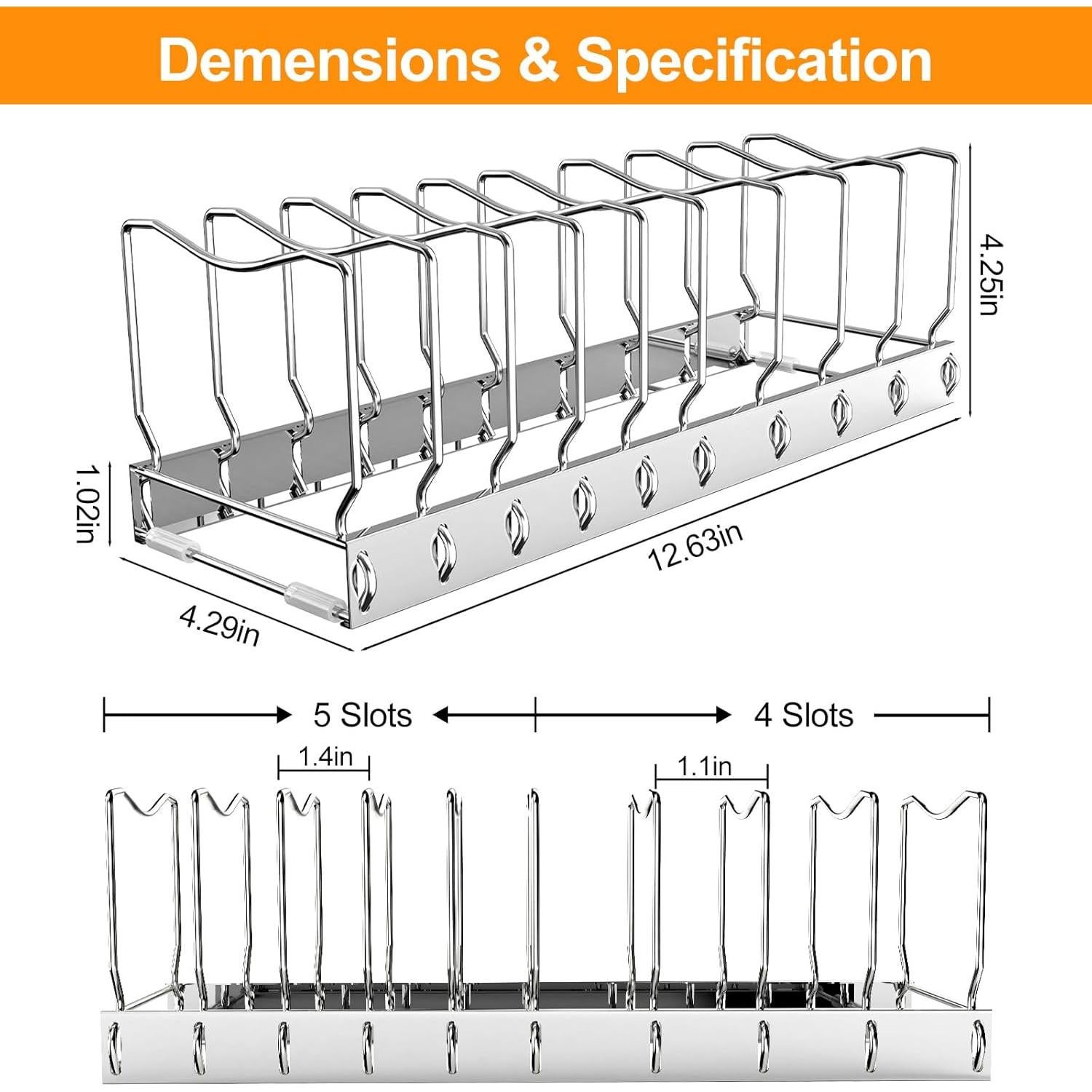 Organizador de Sartenes FLSEPAMB Desmontable 32.1x10.8cm