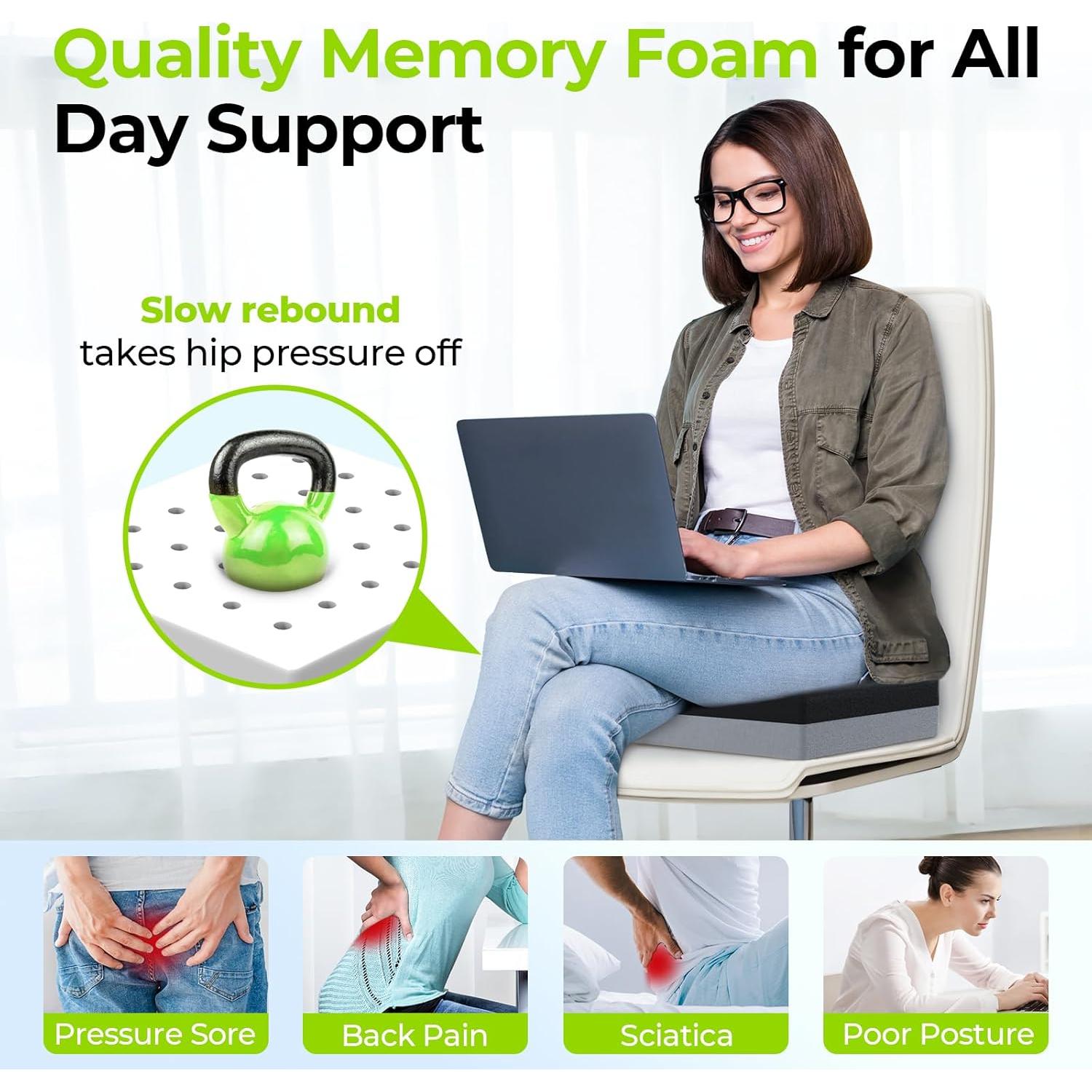 Cojín de Asiento AUVON con Ventilación y Espuma Viscoelástica