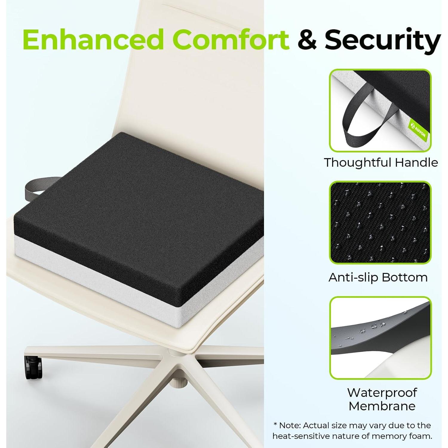 Cojín de Asiento AUVON con Ventilación y Espuma Viscoelástica