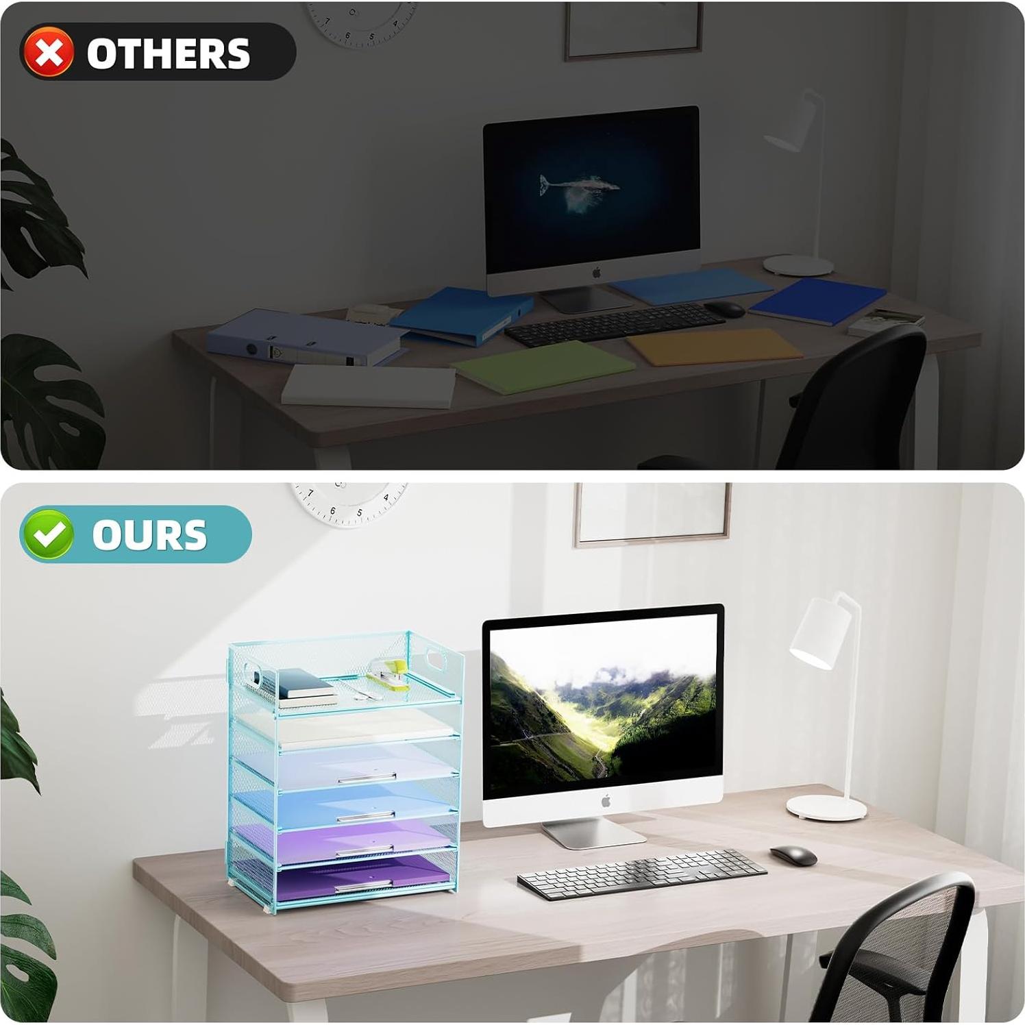 Organizador de Escritorio Marbrasse 2P Malla 6 Niveles Azul