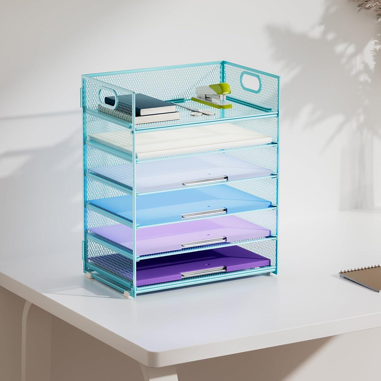 Organizador de Escritorio Marbrasse 2P Malla 6 Niveles Azul