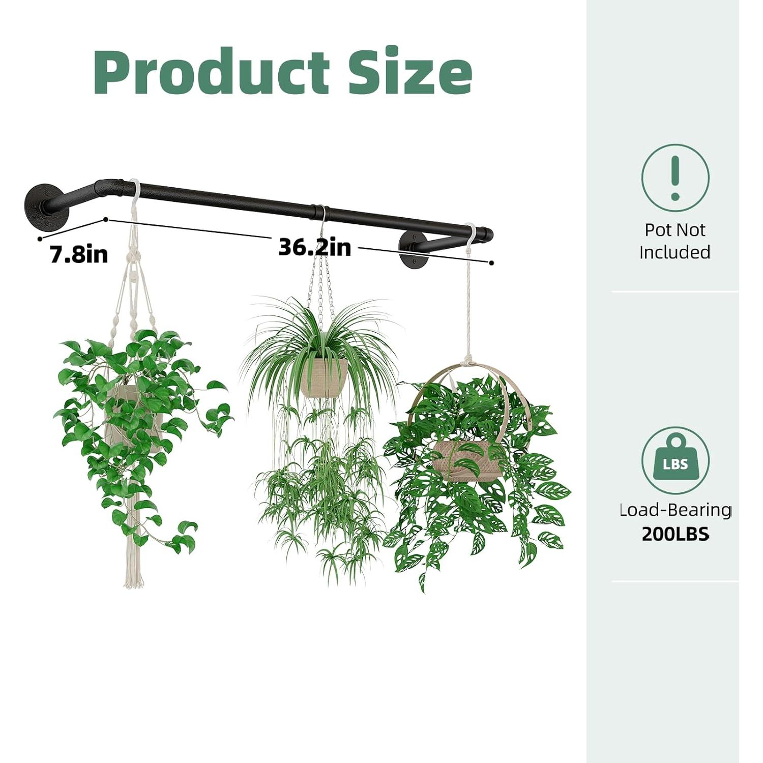 Soporte para Plantas Colgantes Galood Metal Negro 91.44 cm