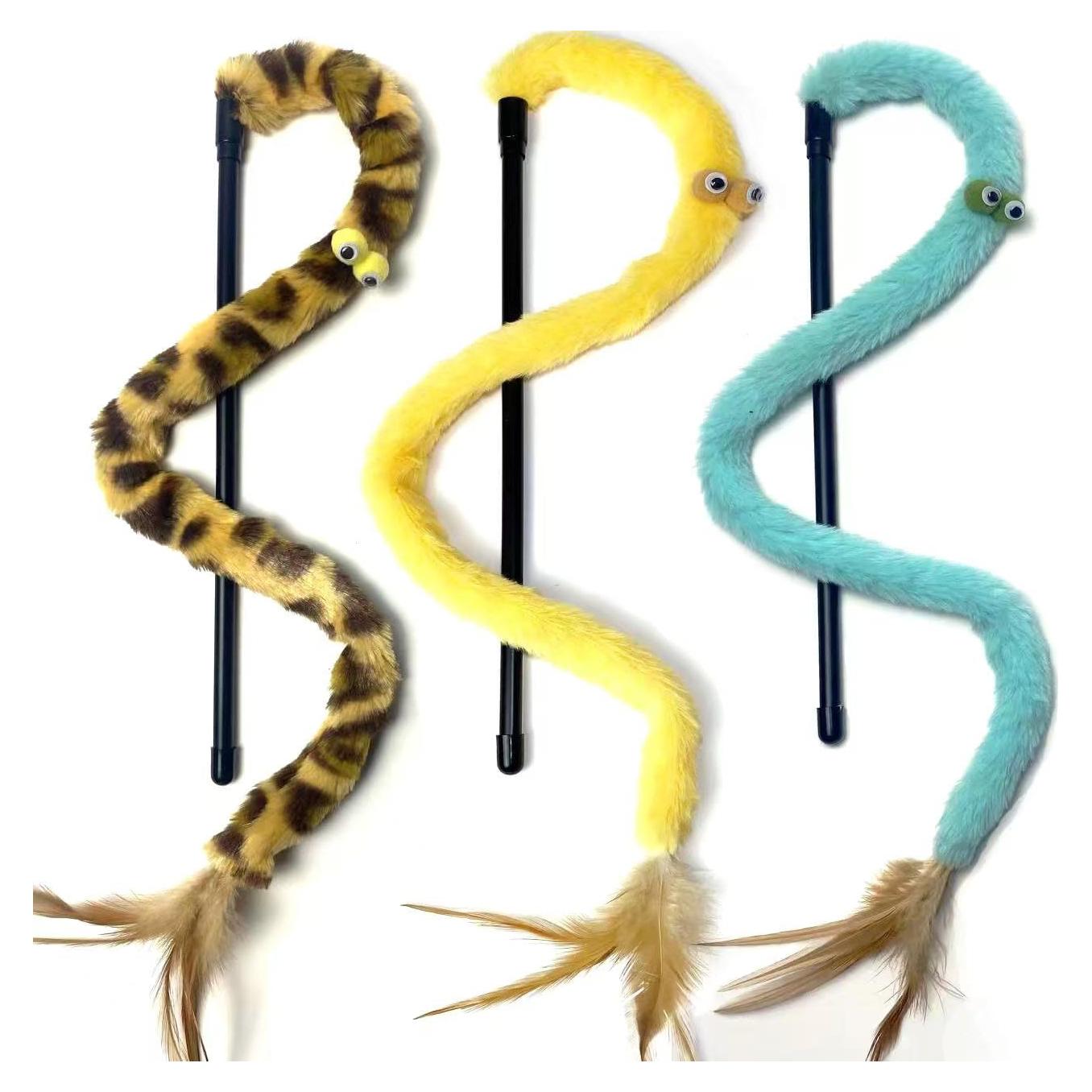 Juguetes para Gatos AZOFFYIU - Varita y Pelotas de Plumas 3 Pzas