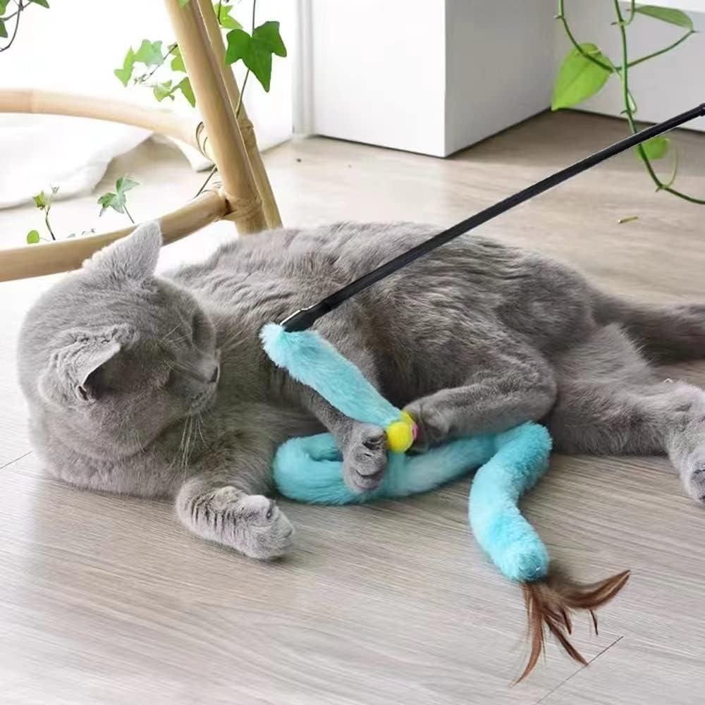 Juguetes para Gatos AZOFFYIU - Varita y Pelotas de Plumas 3 Pzas