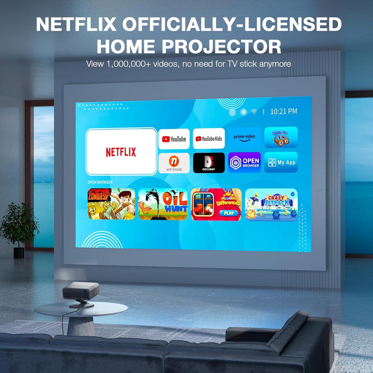 Proyector Inteligente AuKing 4K con Netflix y WiFi 700 ANSI