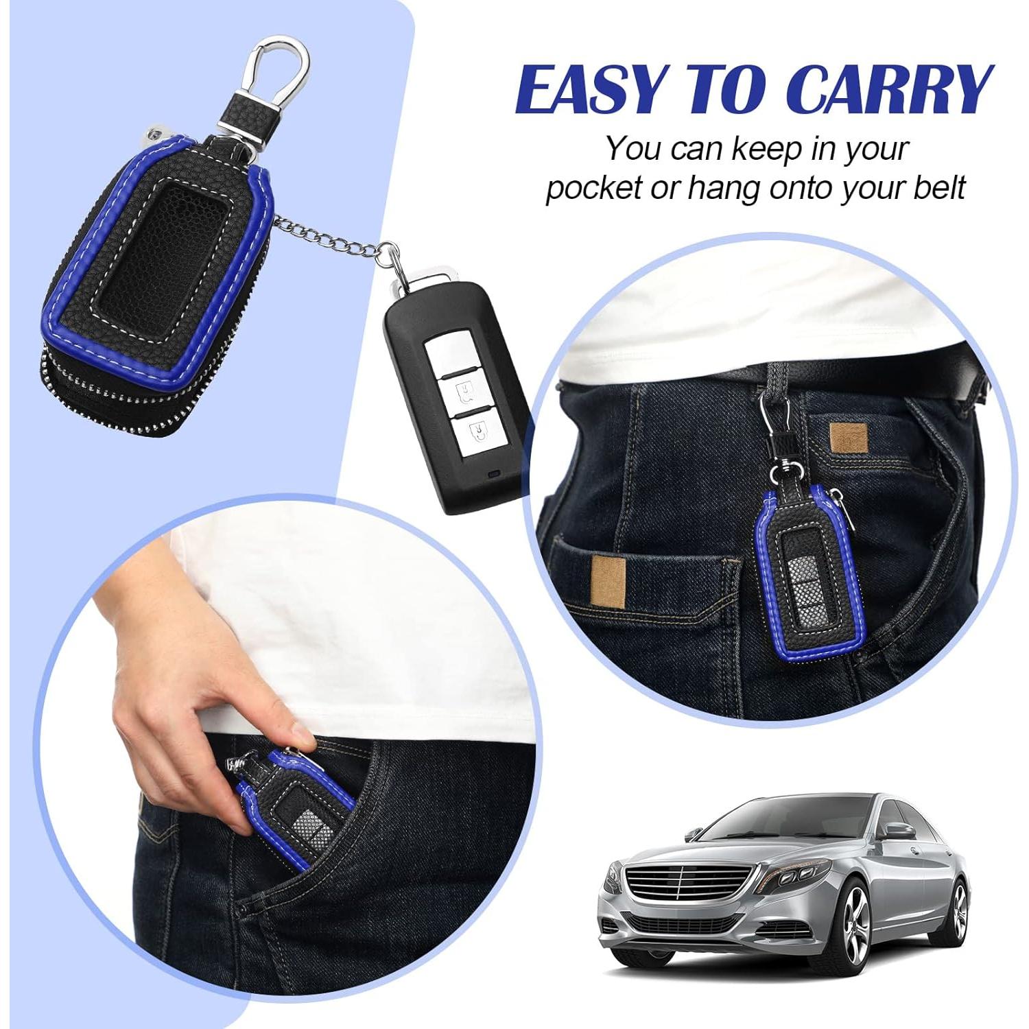 Funda de Llave de Coche Frienda 2 Piezas Cuero Azul