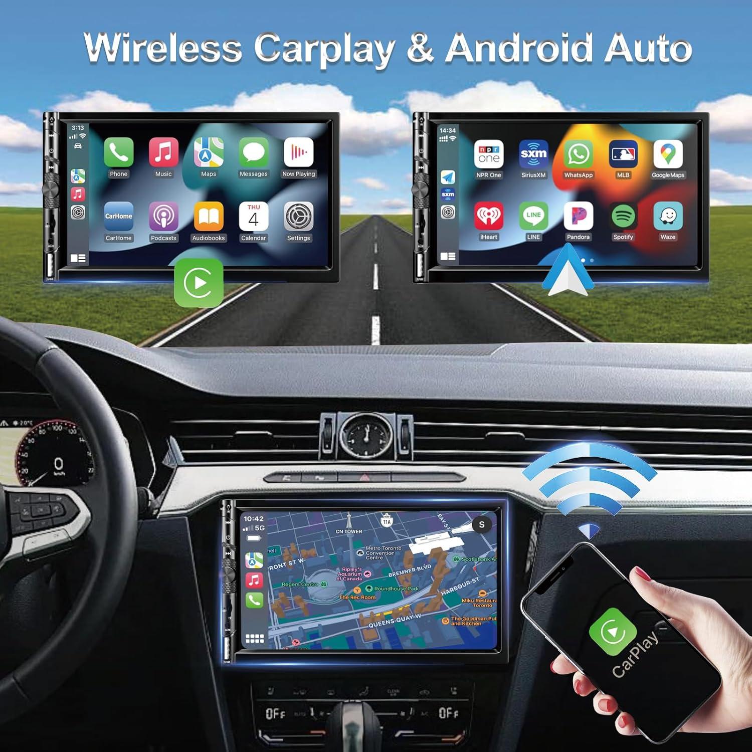 Estéreo de coche Durxenmnt Doble Din 7" Bluetooth GPS CarPlay