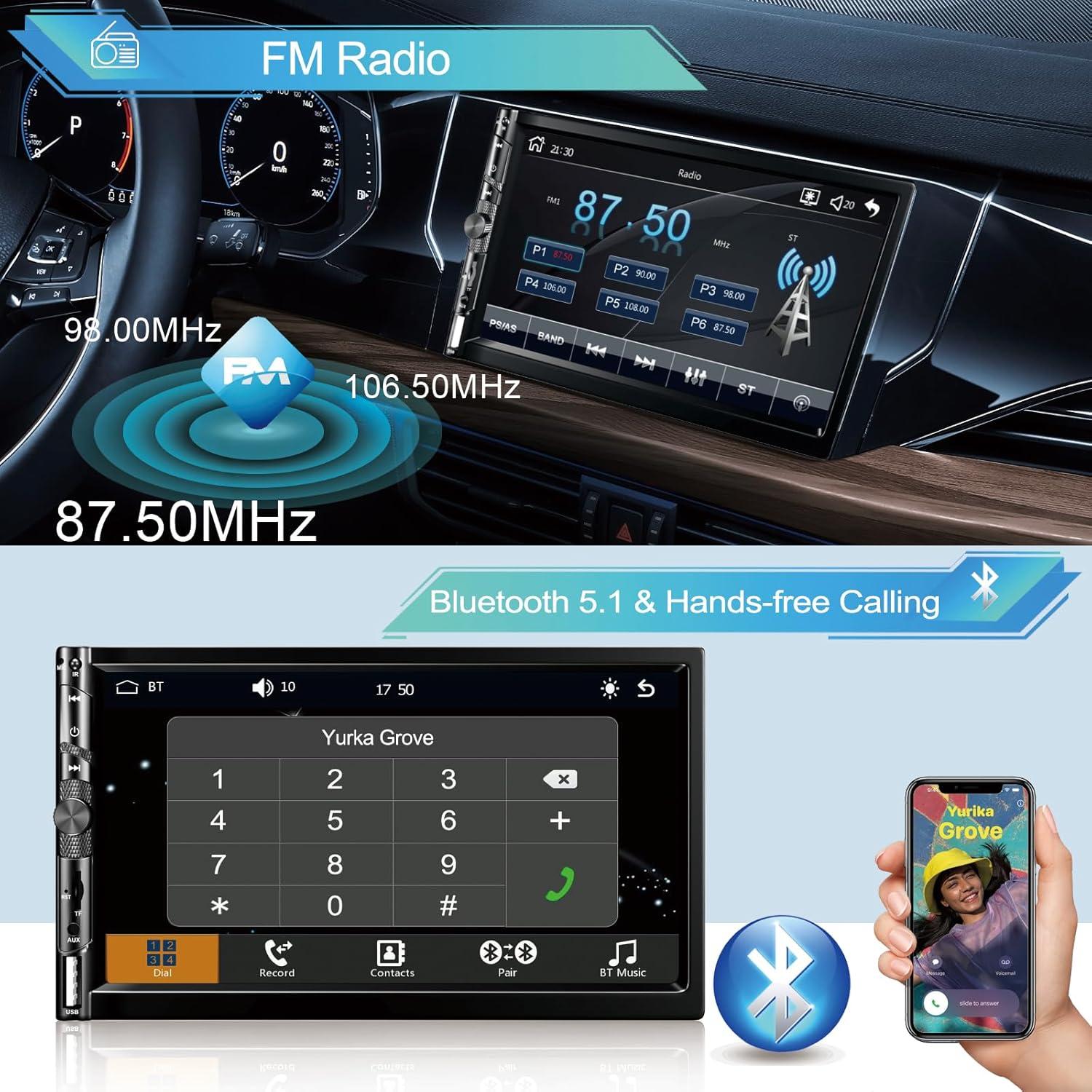 Estéreo de coche Durxenmnt Doble Din 7" Bluetooth GPS CarPlay