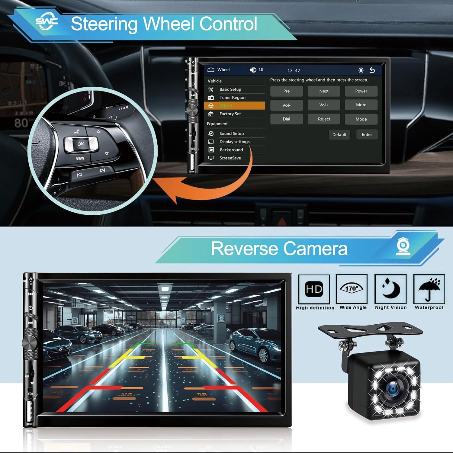 Estéreo de coche Durxenmnt Doble Din 7" Bluetooth GPS CarPlay