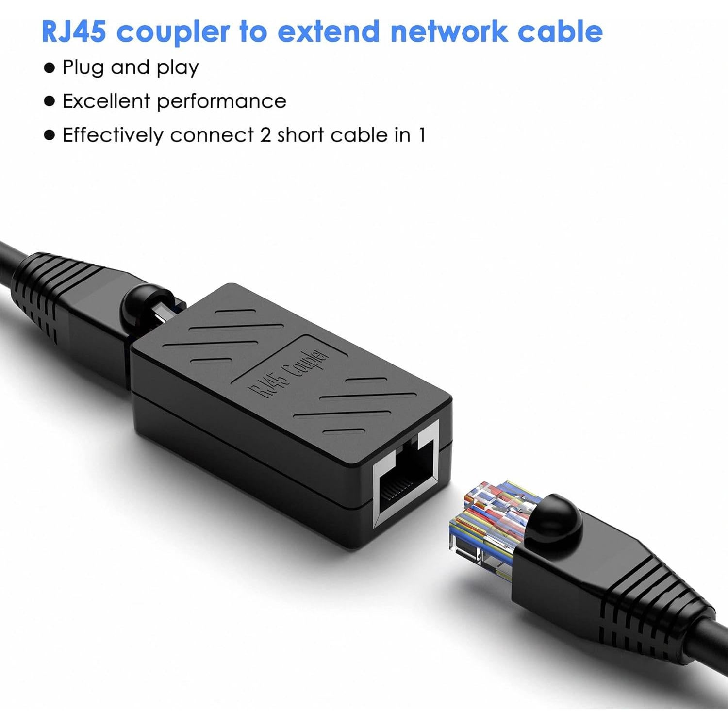 Acoplador RJ45 Dingsun Hembra a Hembra Cat7/Cat6/Cat5e - Negro