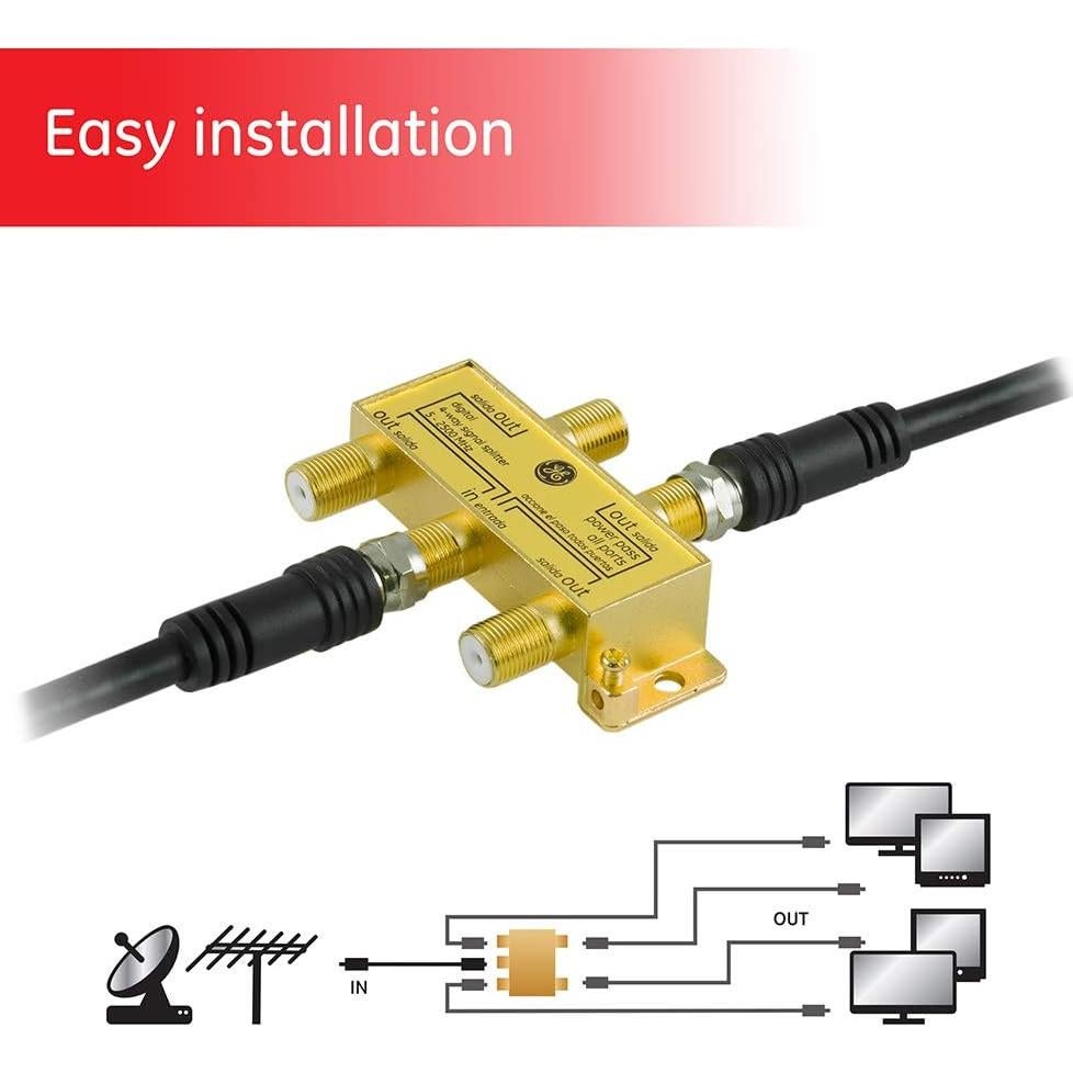 Divisor Coaxial Digital 4 Vías GE 2.5 GHz para TV y Satélite