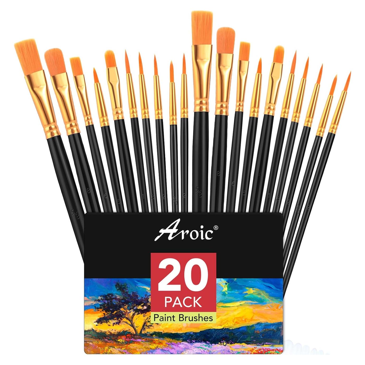 Conjunto de Pinceles AROIC 20 Piezas Nylon para Pintura
