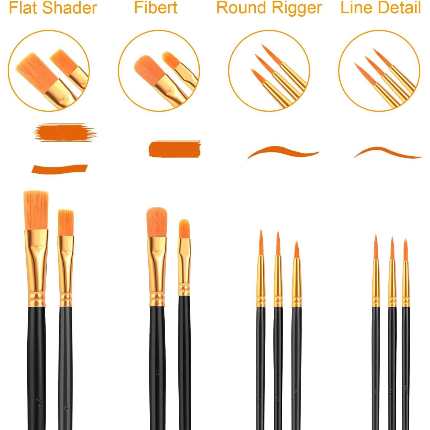 Conjunto de Pinceles AROIC 20 Piezas Nylon para Pintura