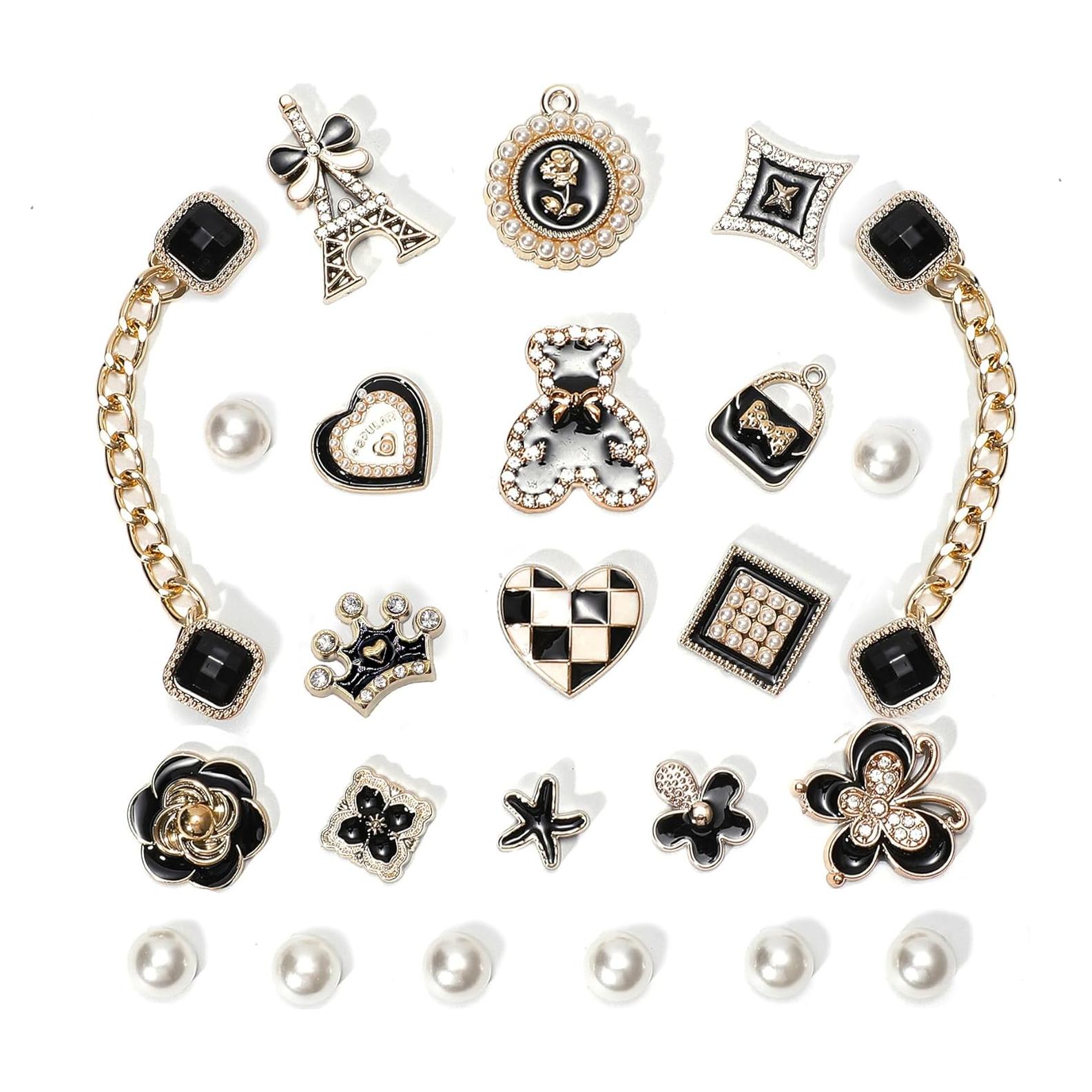 Juego de Encantos para Zapatos Brillantes Mujeres - 24 Accesorios