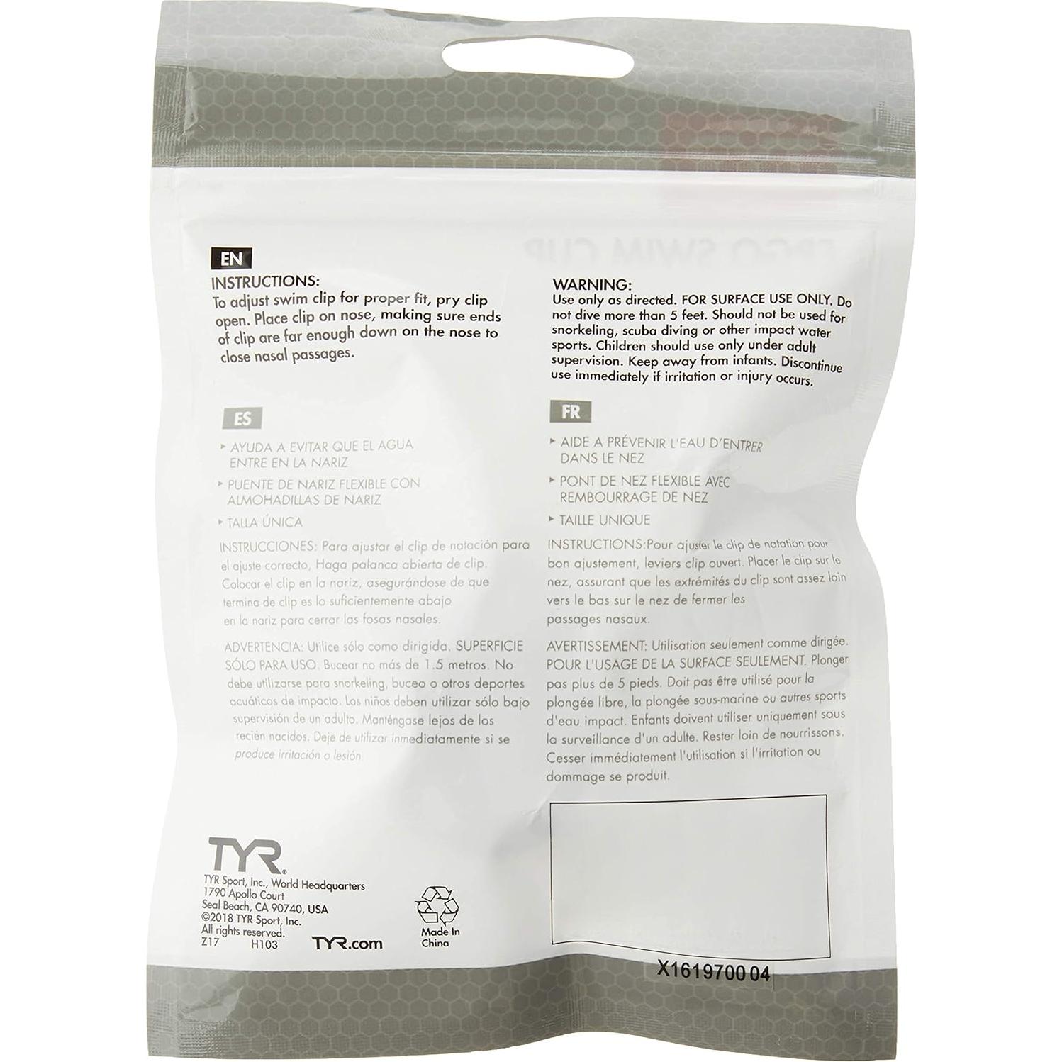 Clip Nasal de Natación TYR Ergo Swim para Adultos - Negro