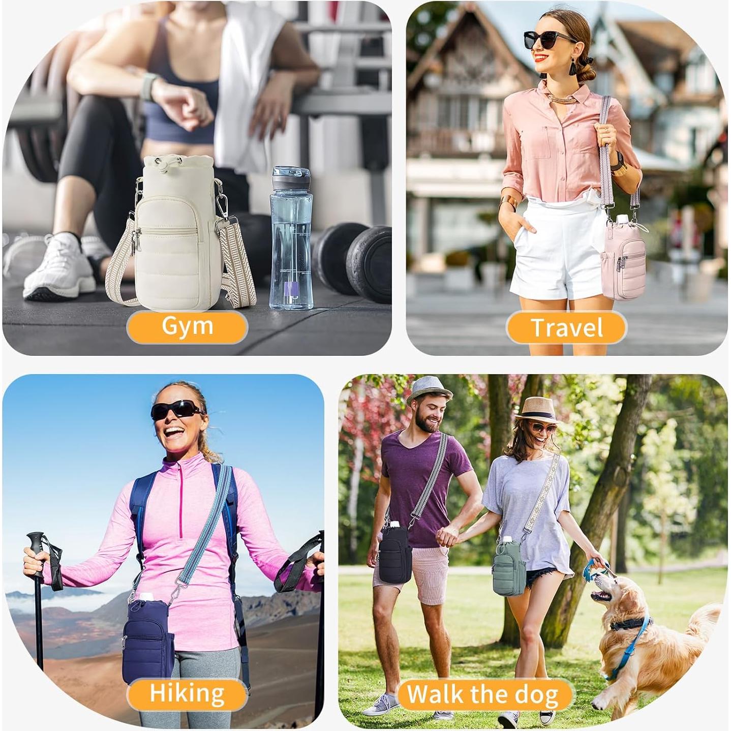 Bolsa Cruzada para Botella de Agua Lexiyat 40 oz Aislada Beige