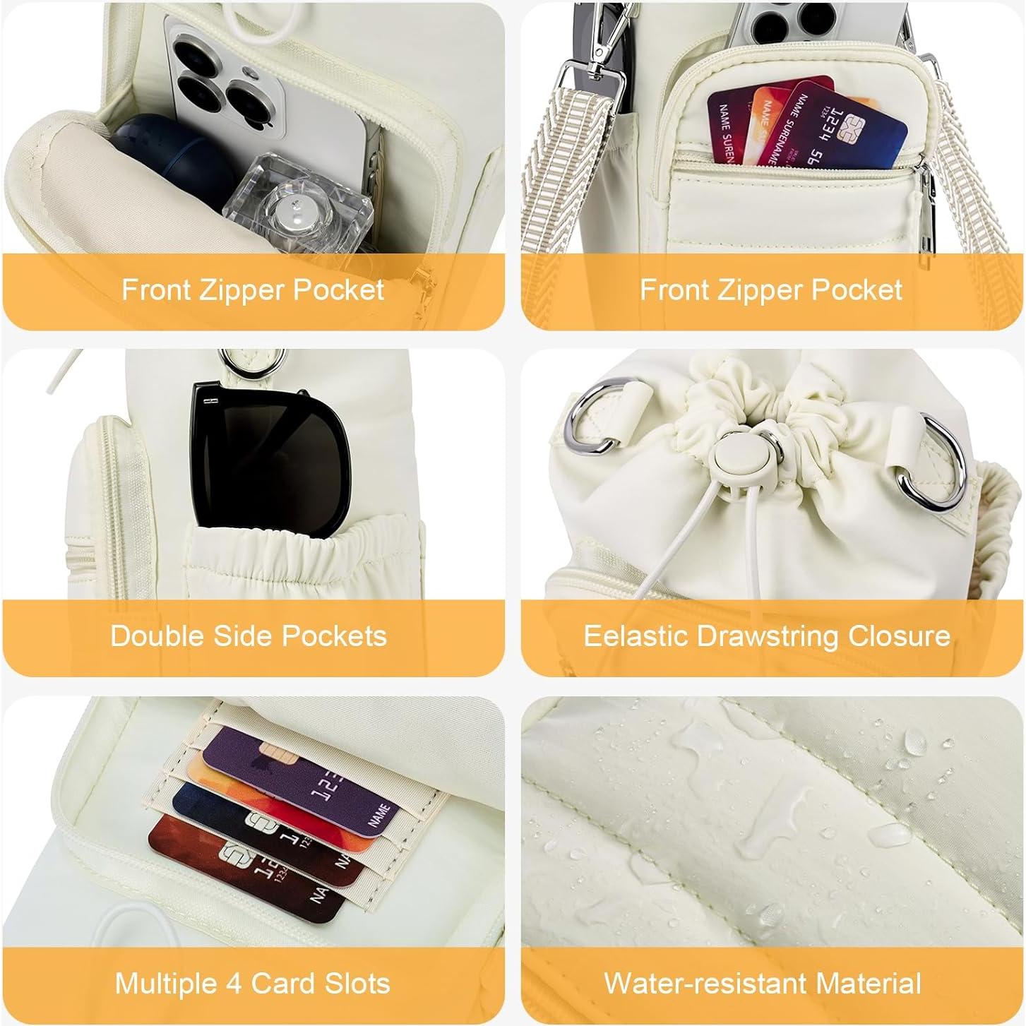 Bolsa Cruzada para Botella de Agua Lexiyat 40 oz Aislada Beige