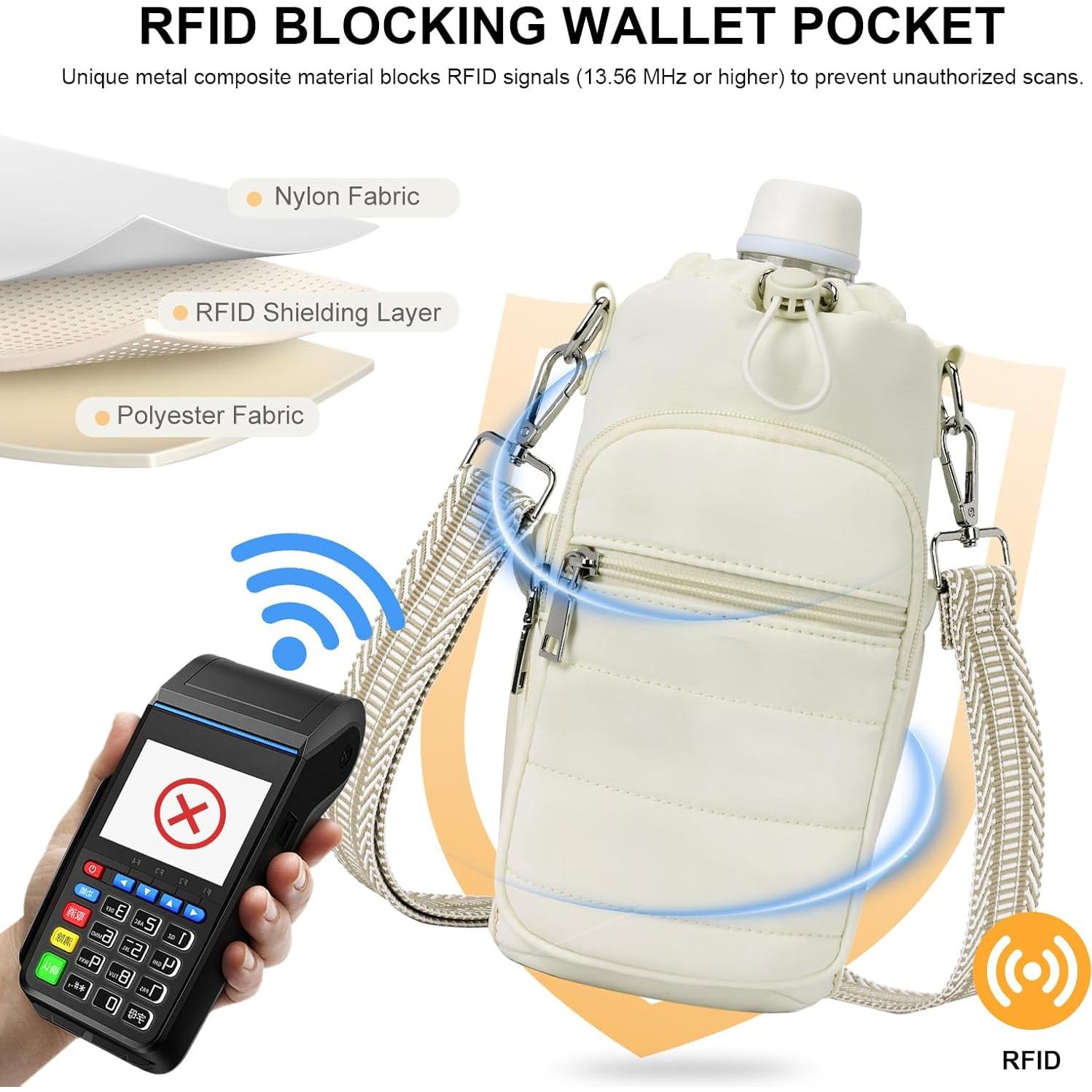 Bolsa Cruzada para Botella de Agua Lexiyat 40 oz Aislada Beige