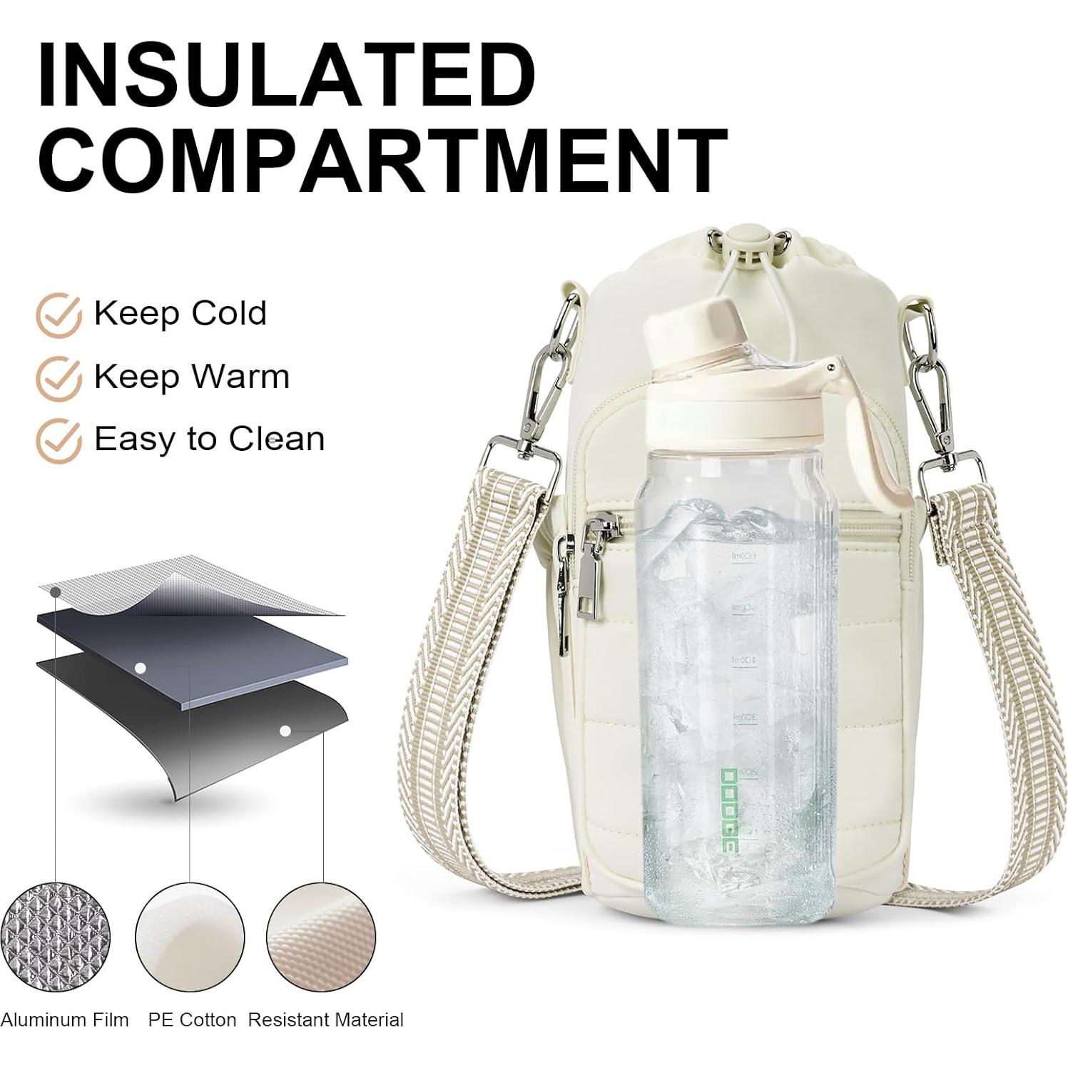 Bolsa Cruzada para Botella de Agua Lexiyat 40 oz Aislada Beige